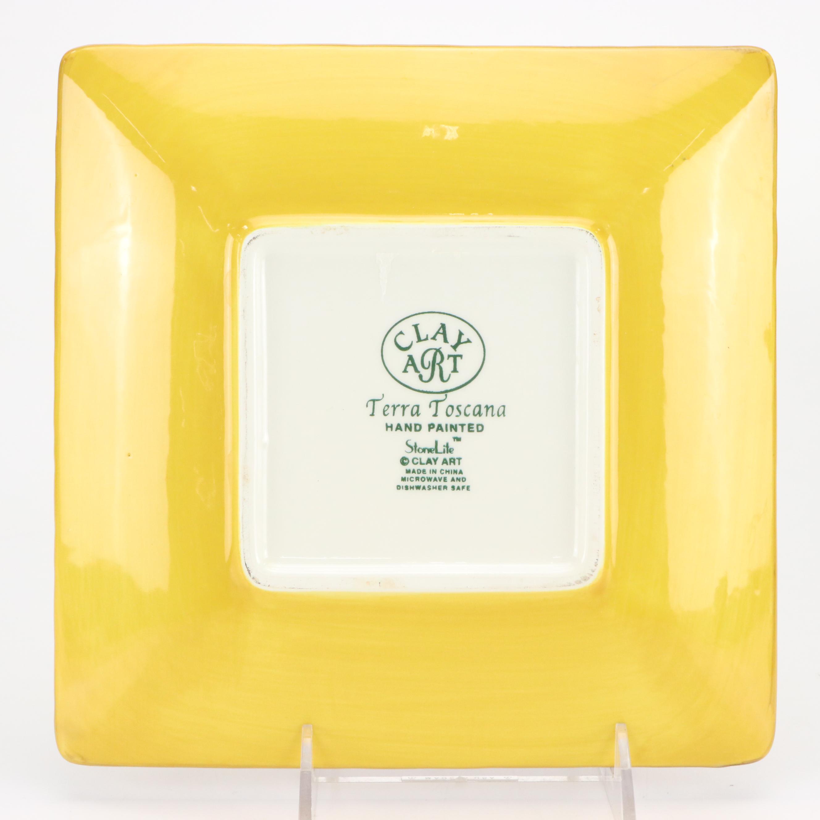 Ceramic Vegetable Motif Plates, Fruit Bowls, Centerpiece Bowl and Figure