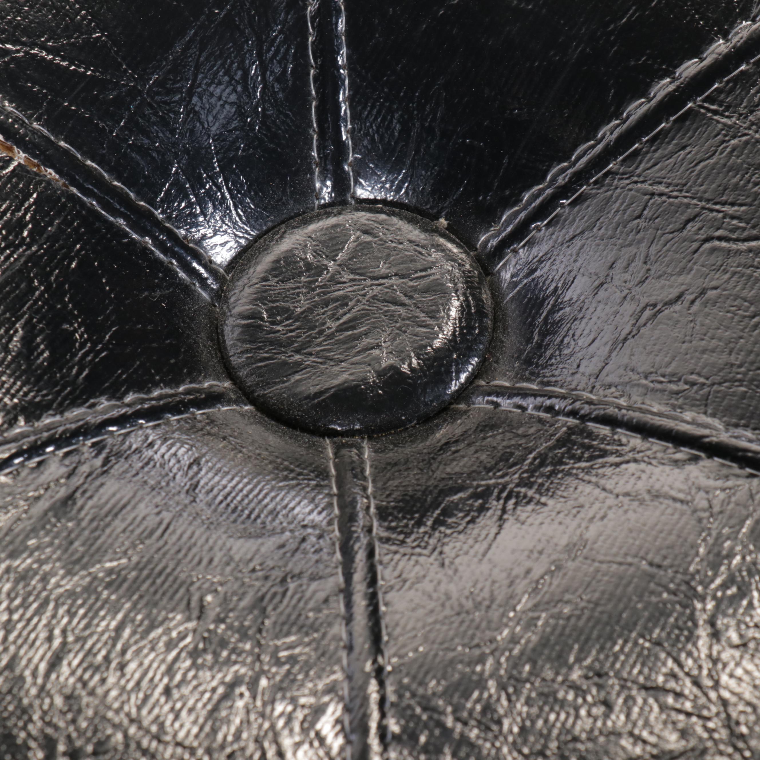 Modernist Black Faux Leather Pouf