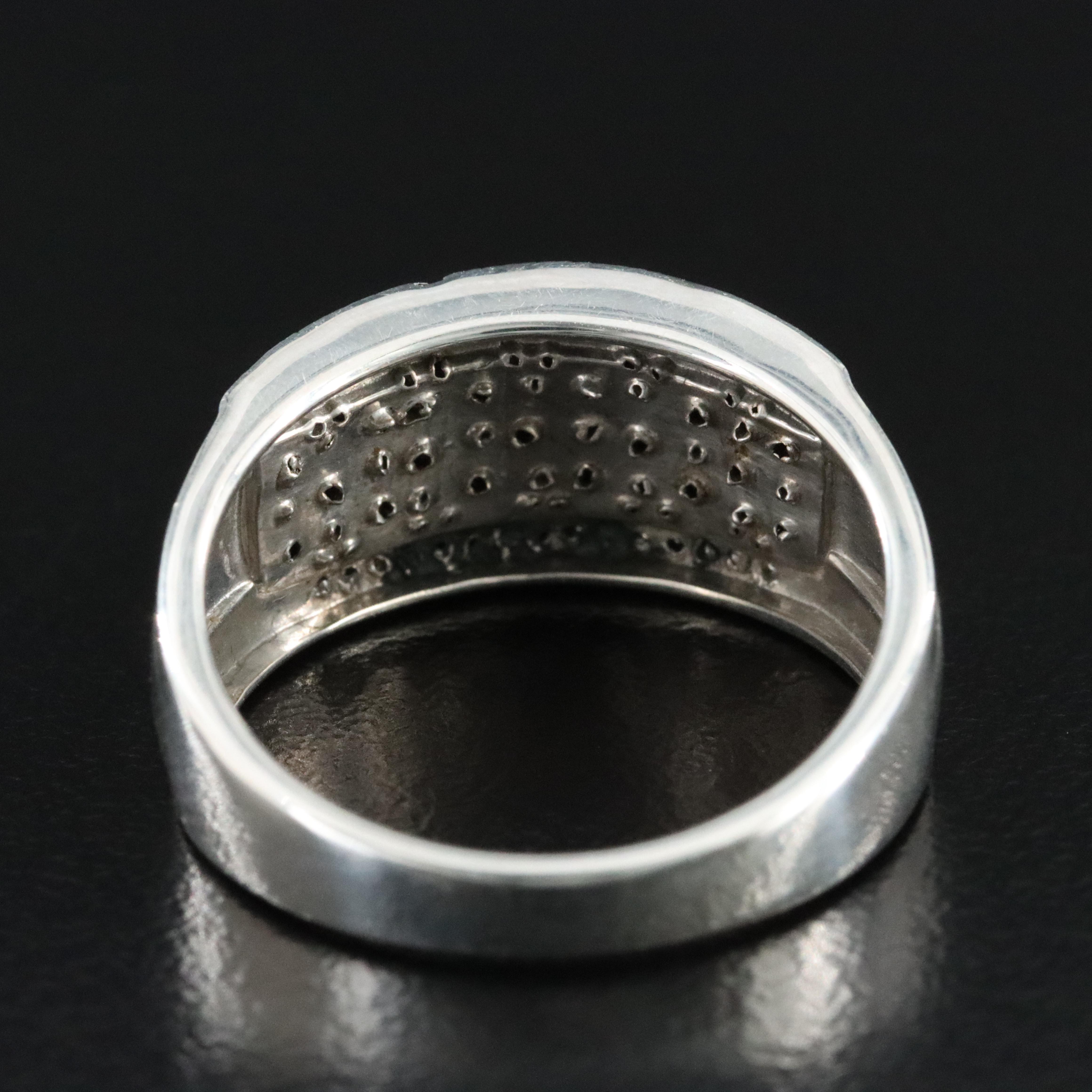 Sterling Diamond Ring Featuring Fancy Black