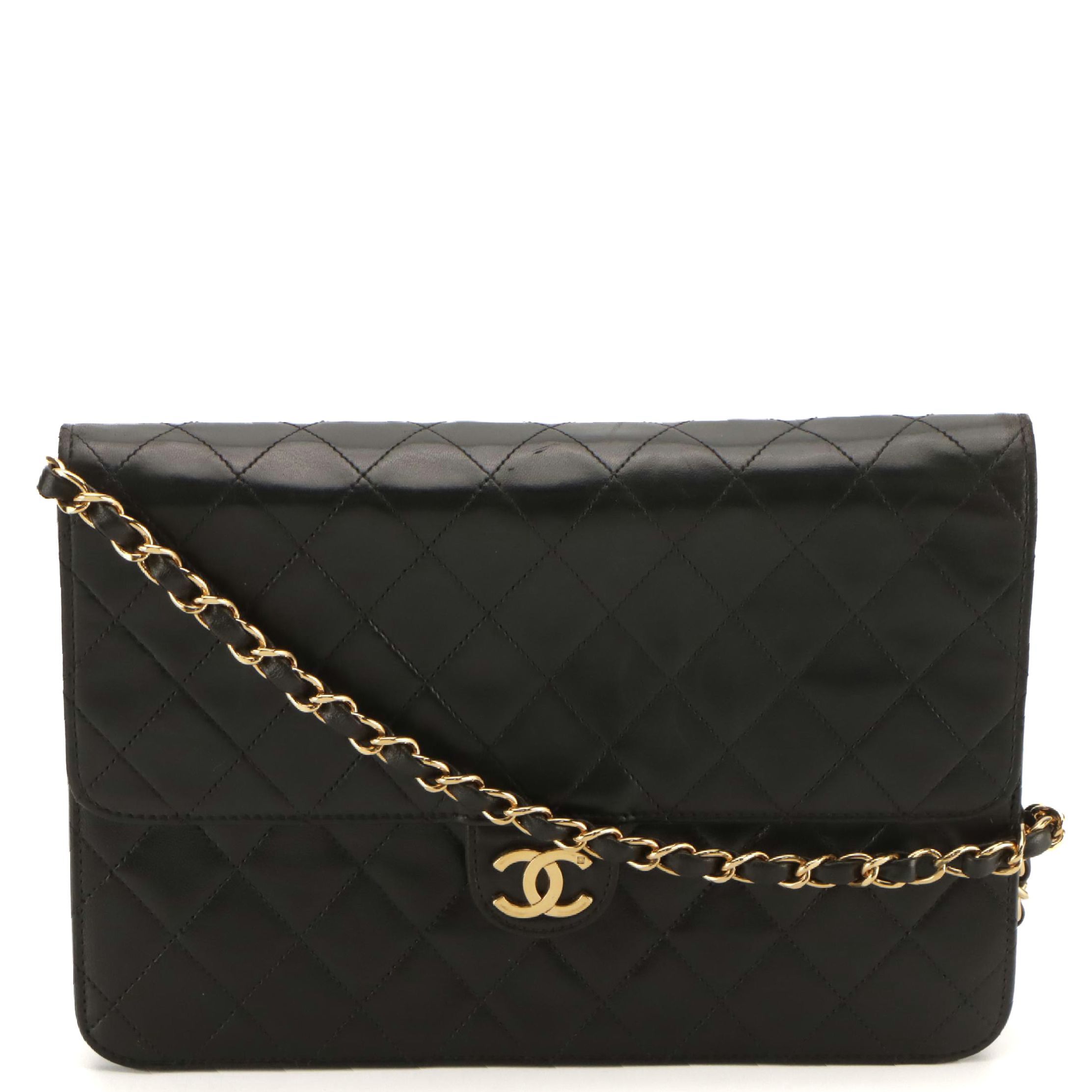 Chanel Classic Flap Shoulder Bag in Black Quilted Lambskin Leather