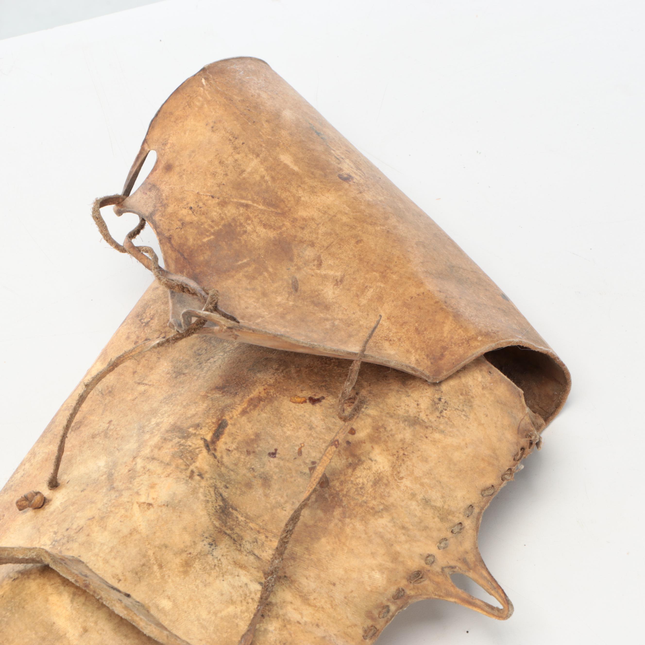 Indigenous Subarctic/Plateau Hide Rifle Case & Knife Sheath, Metal Blade Knife