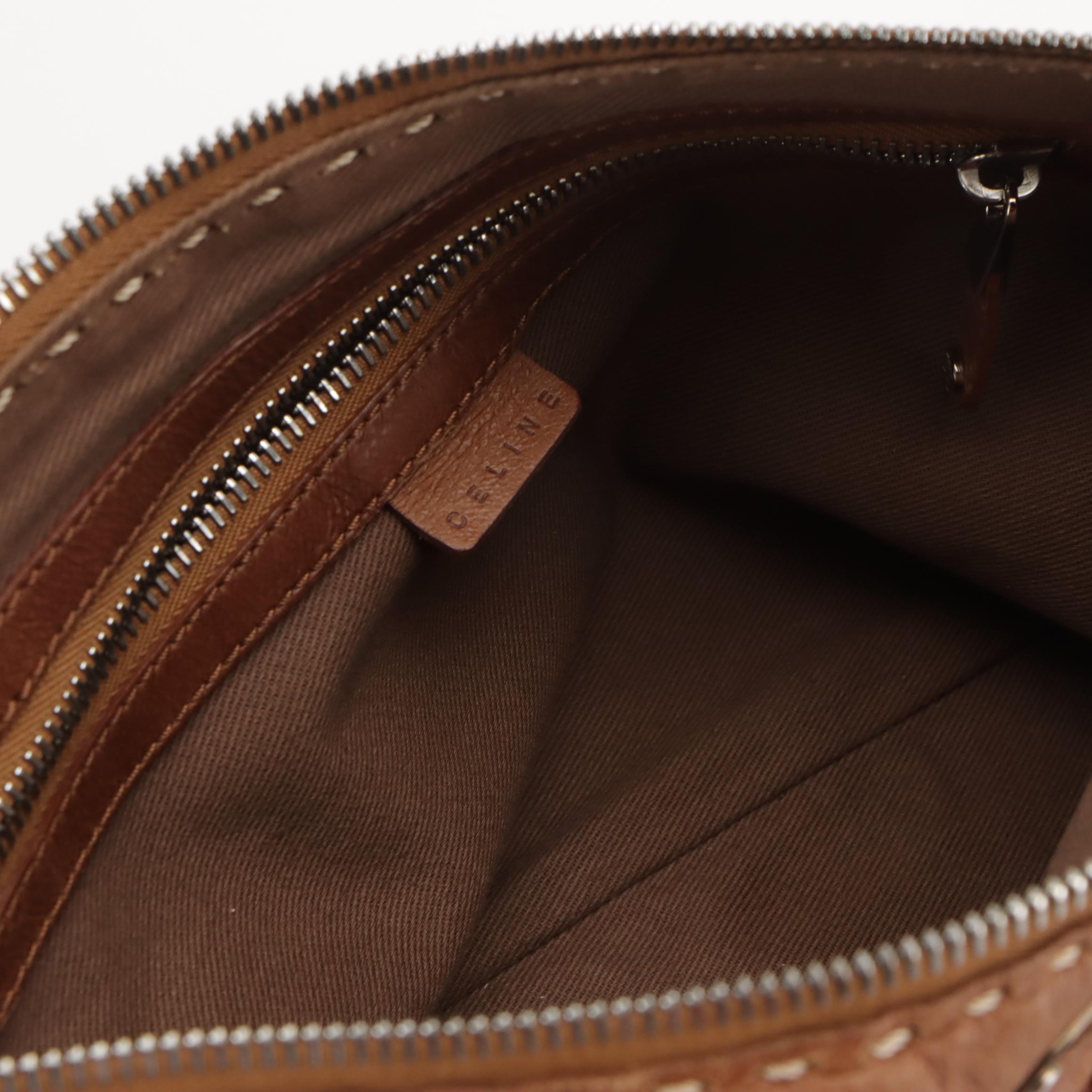 Celine Shoulder Bag in Beige Floral Embossed Calfskin Leather