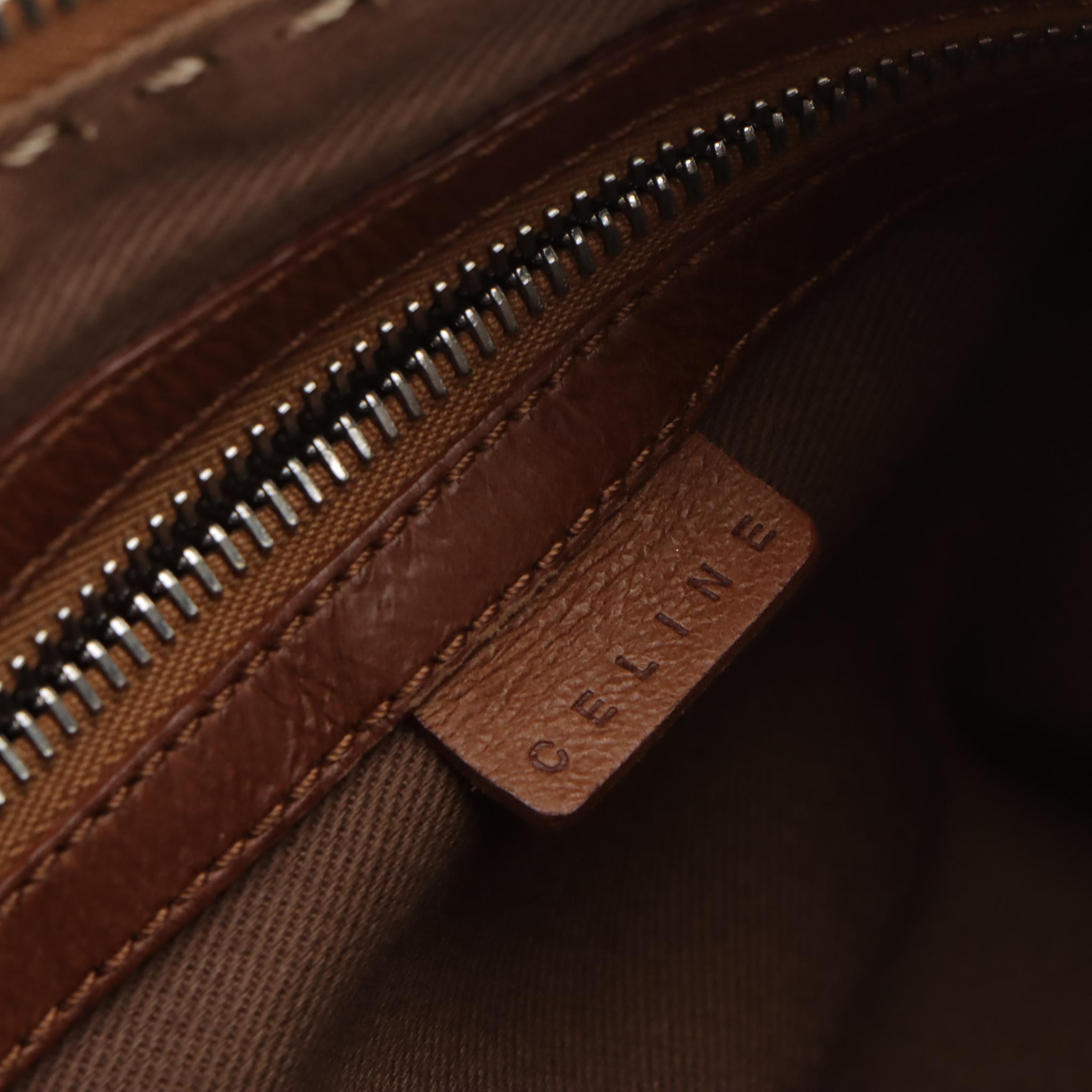 Celine Shoulder Bag in Beige Floral Embossed Calfskin Leather