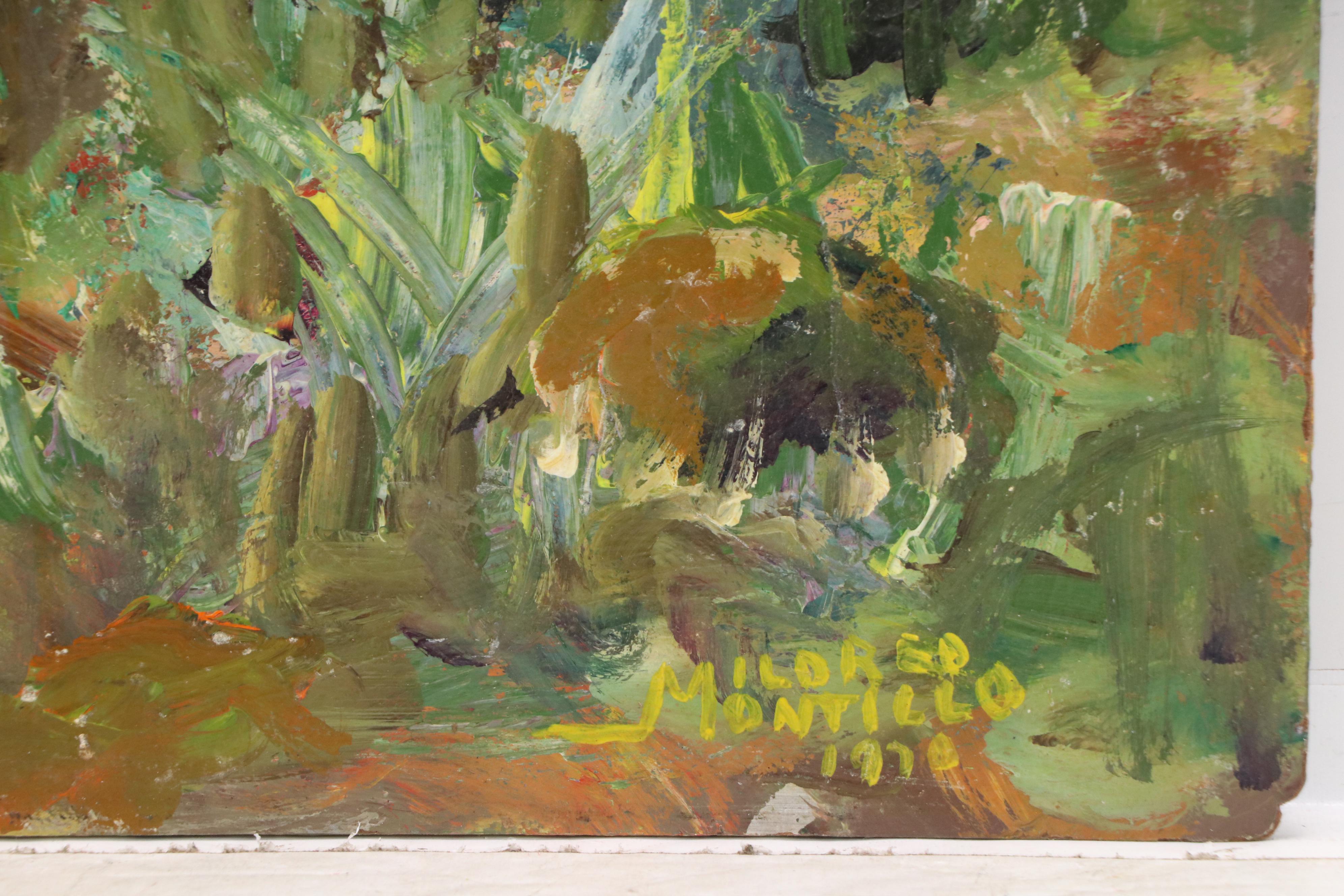 Mildred Montillo Oil Painting of Japanese Landscape With Mt. Fuji, 1970