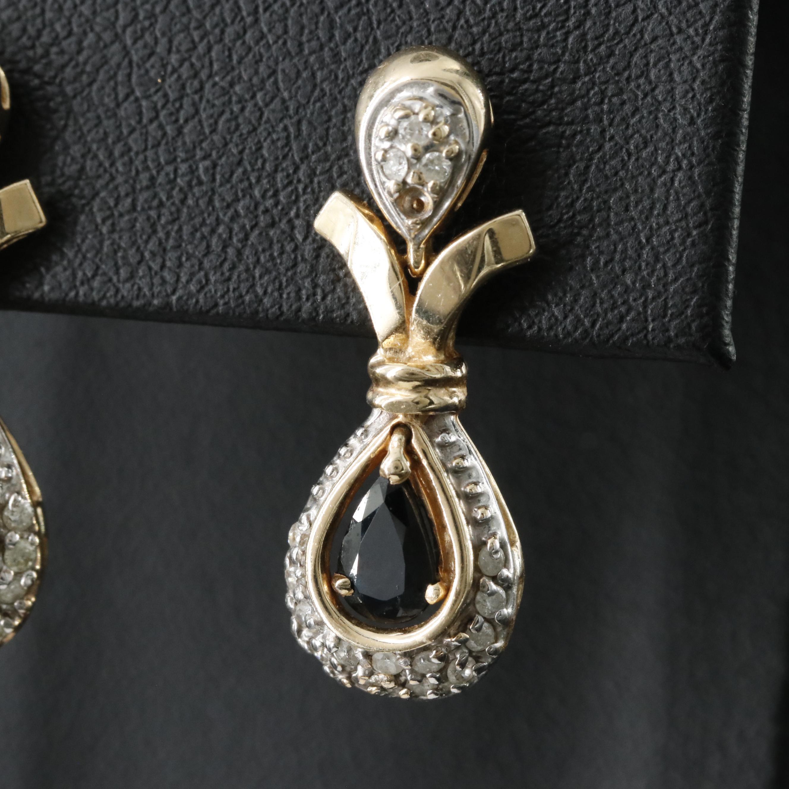 14K Sapphire and Diamond Earrings