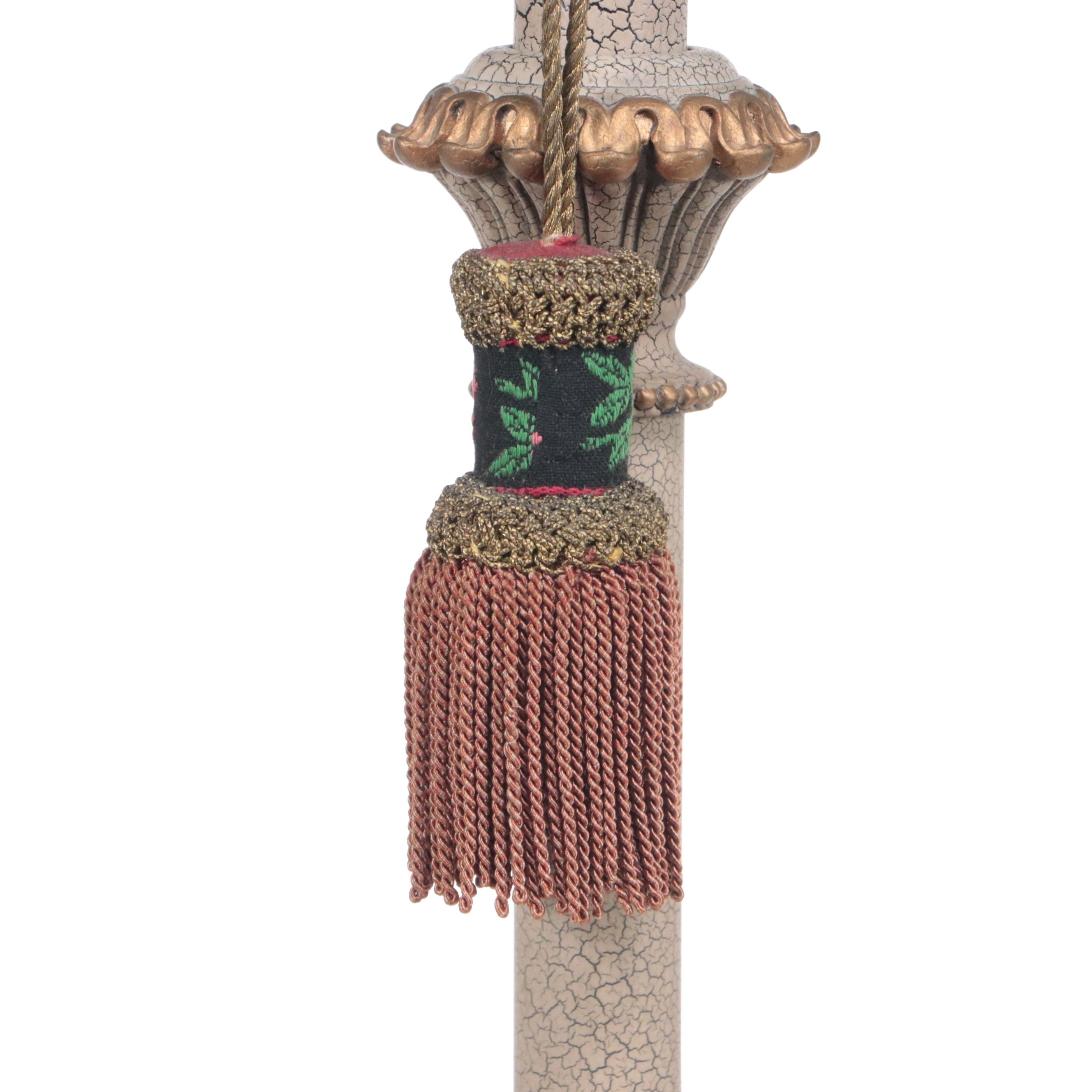 Banker's Desk Lamp with Alabaster Shade, Crackle Glaze Candlestick Lamp