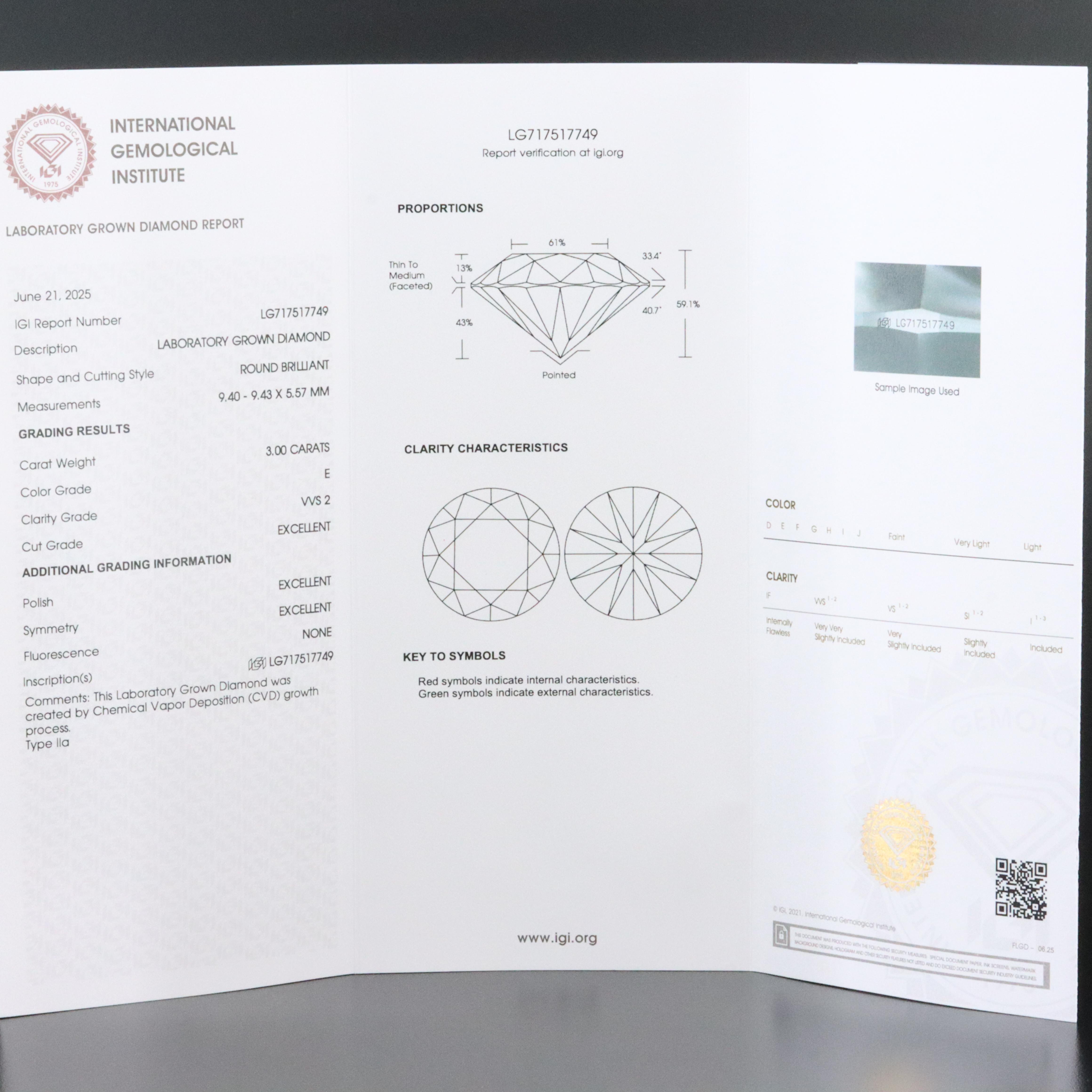 14K 3.00 CT Lab Grown Diamond Pendant Necklace