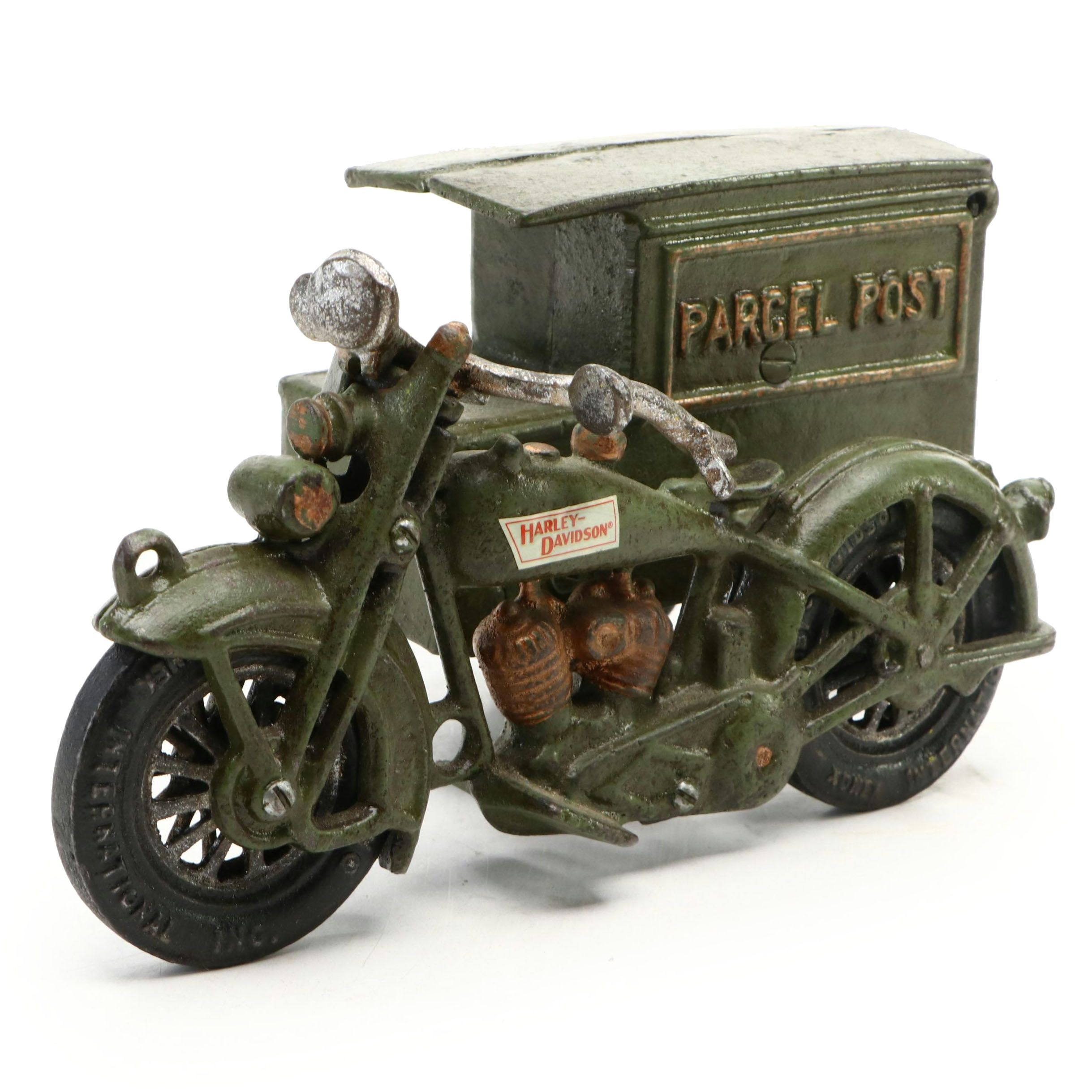 Harley-Davidson Cast Metal Parcel Post Motorcycle by Hubley, Early 20th C.