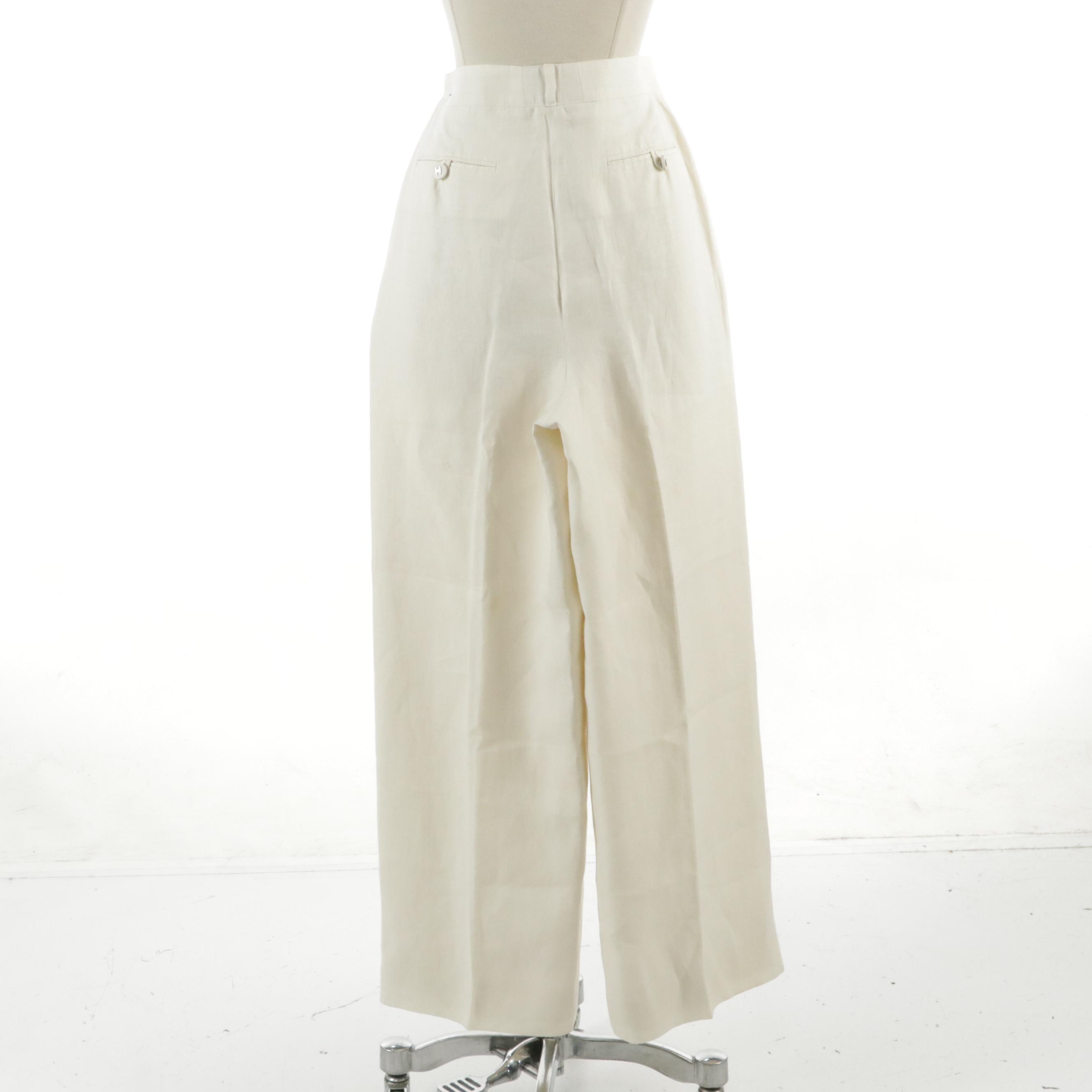 Chanel Boutique Pleated Wide Leg Trouser in Linen