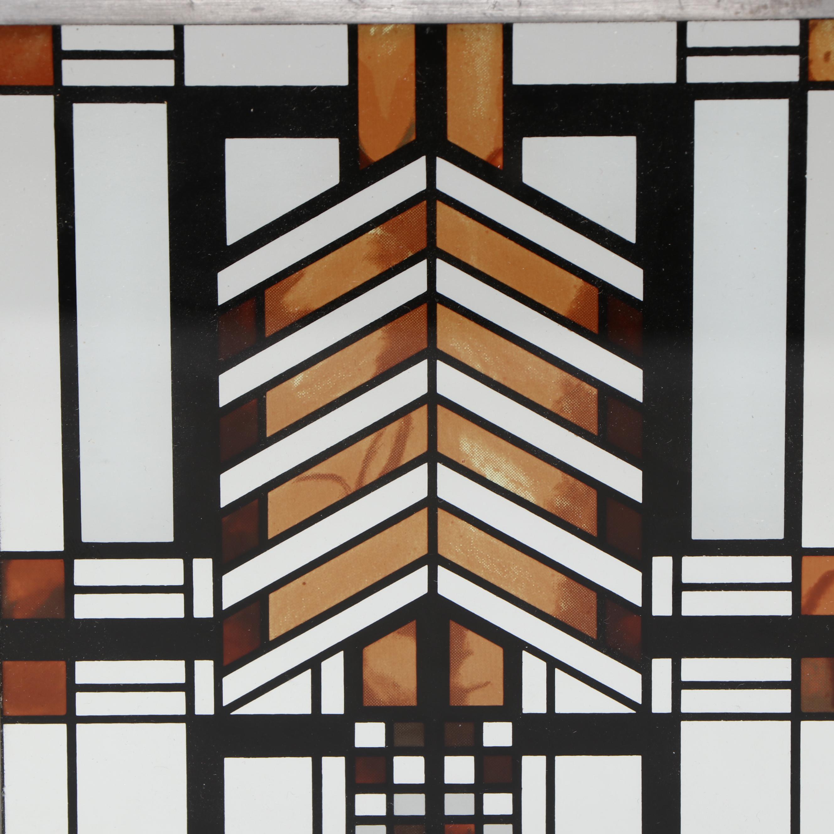 Frank Lloyd Wright "Autumn Sumac" Reproduction Glass Panel and Engraved Wood Box