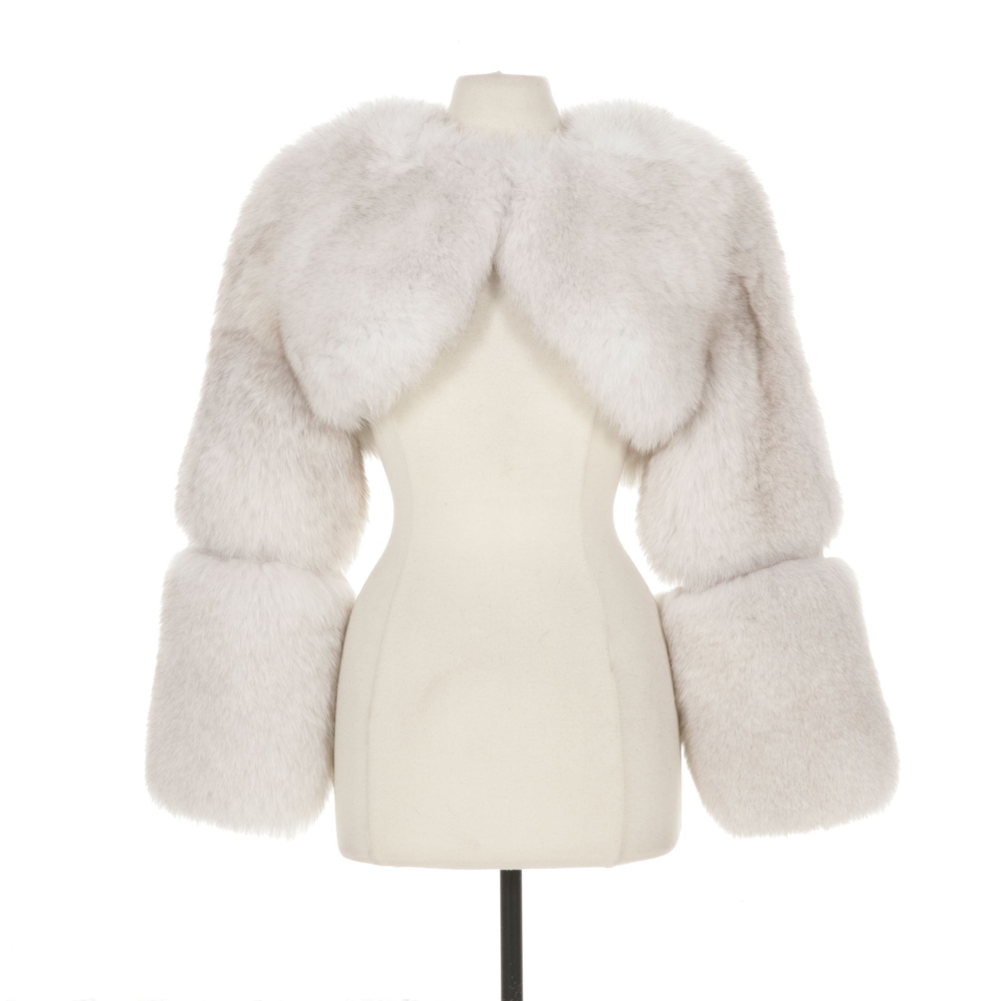 Blue Fox Fur Cropped Jacket