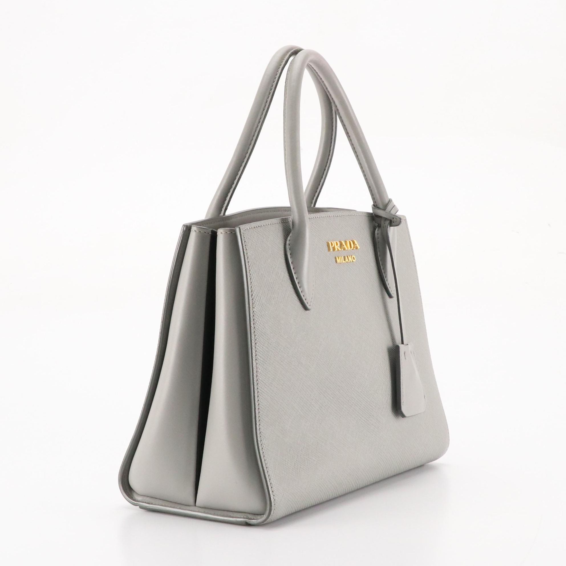 Prada Grey Saffiano Leather Two-Way Tote