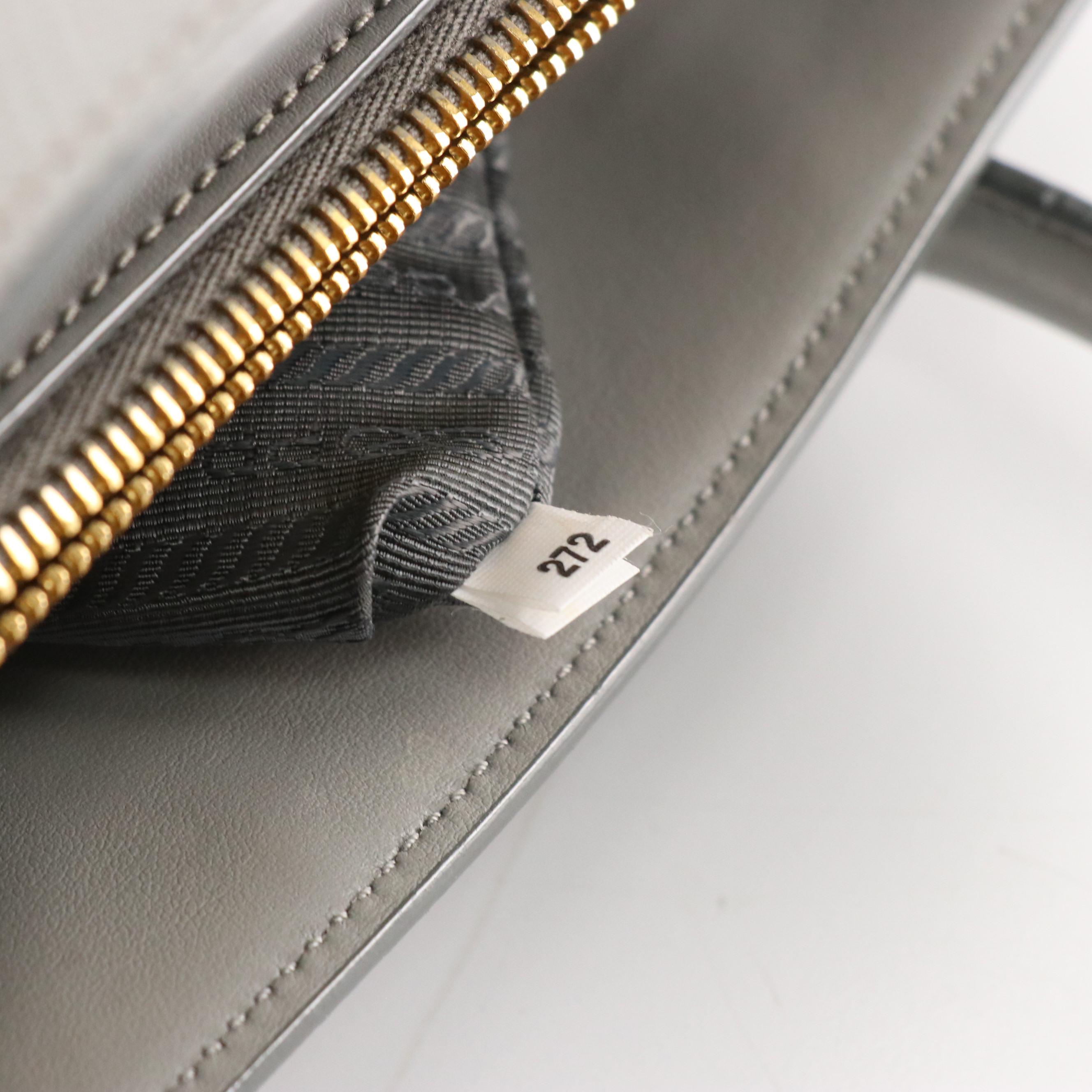 Prada Grey Saffiano Leather Two-Way Tote