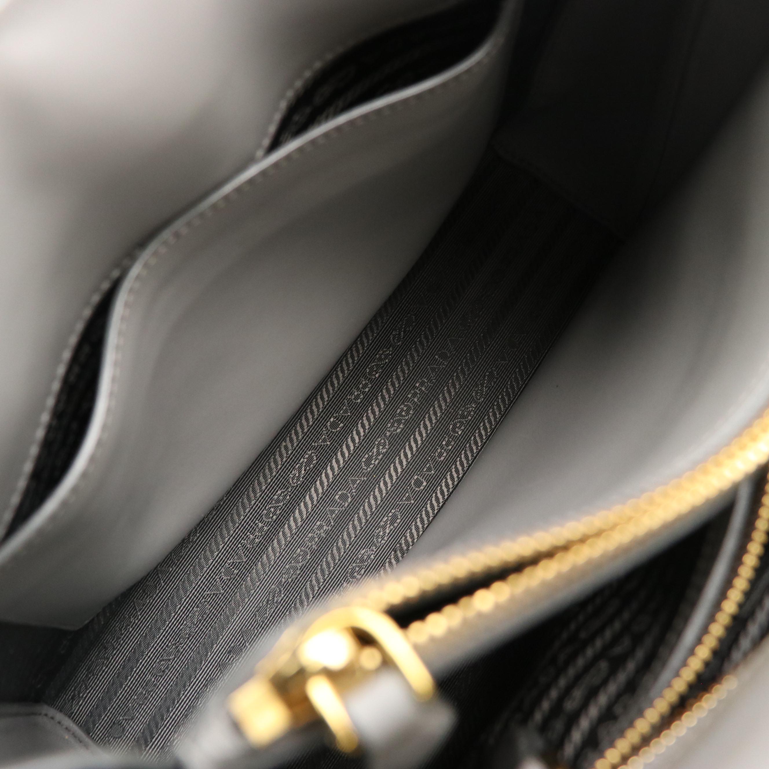 Prada Grey Saffiano Leather Two-Way Tote