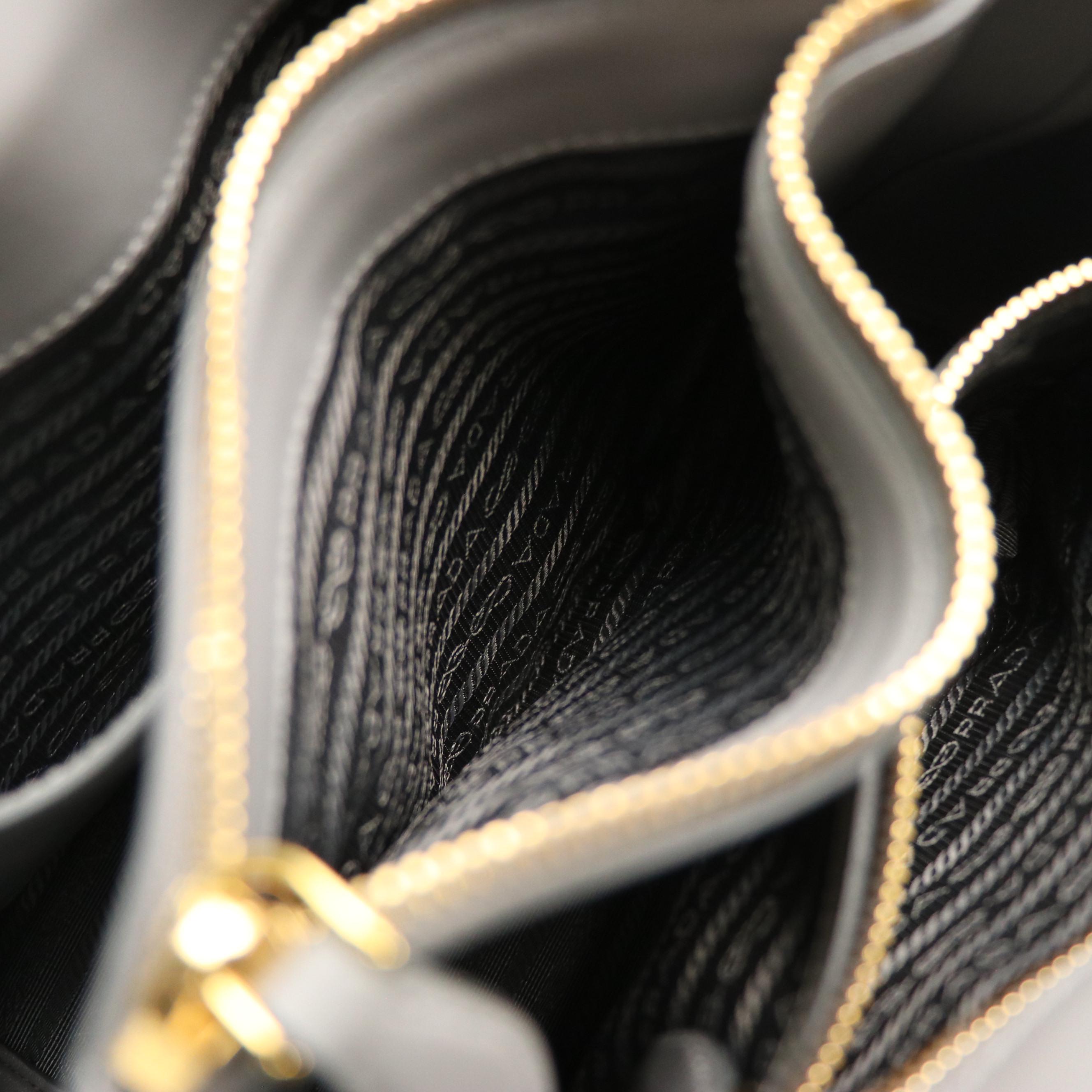 Prada Grey Saffiano Leather Two-Way Tote