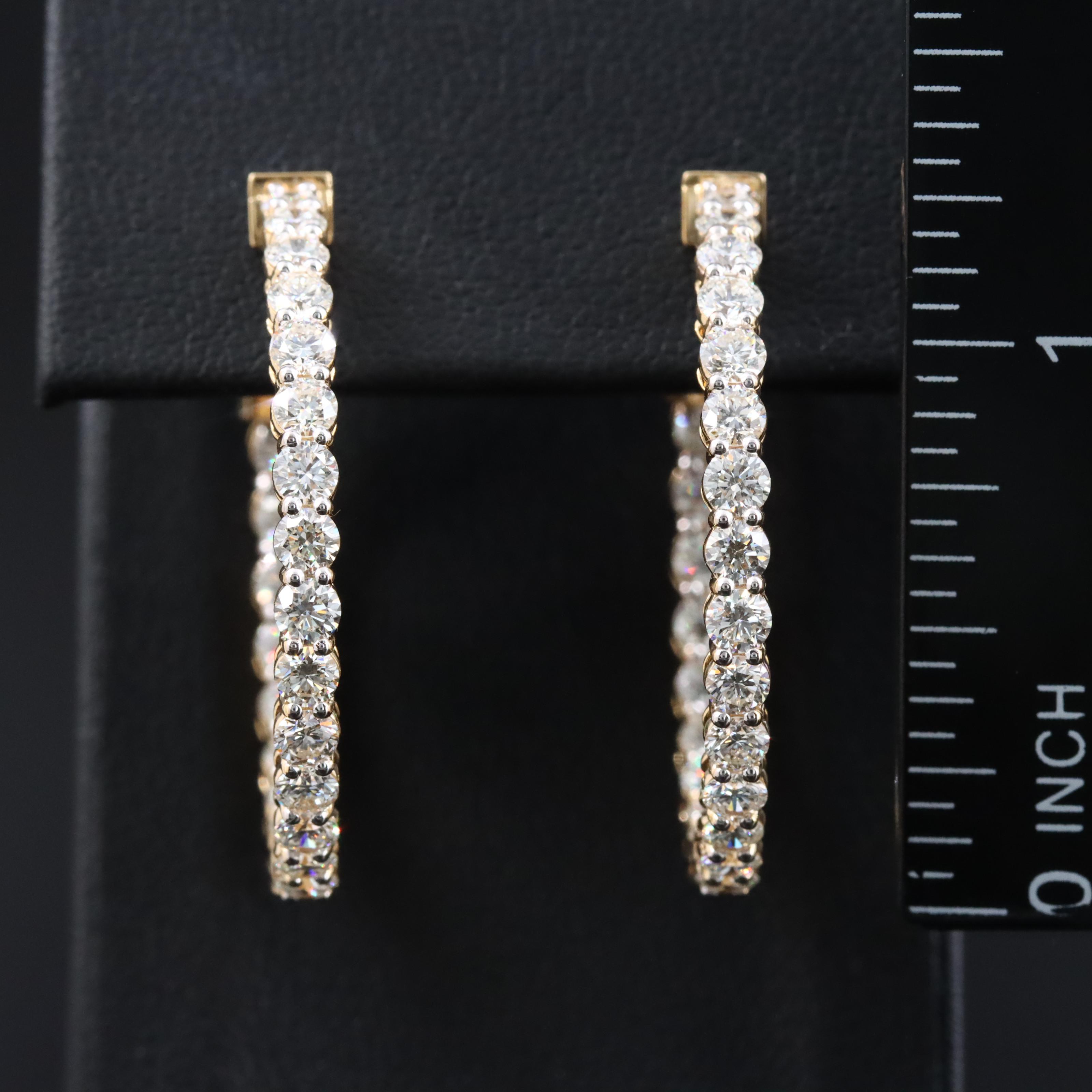 14K 4.12 CTW Diamond Inside-Out Hoop Earrings