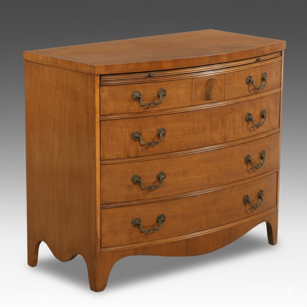 Mahogany Bow Front Commode, Mid-20th Century