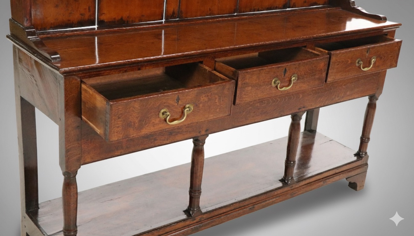Georgian English Oak Welsh Kitchen Dresser, Late 18th/Early 19th Century