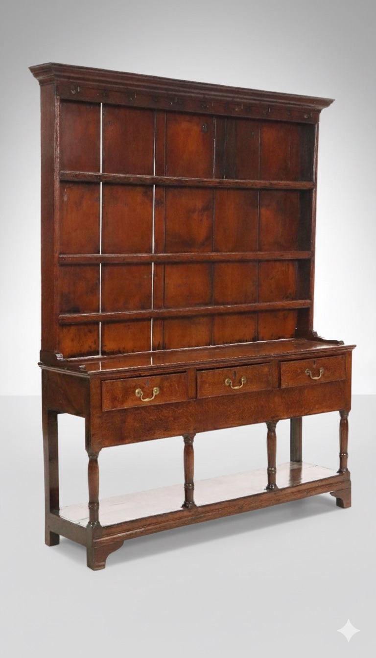 Georgian English Oak Welsh Kitchen Dresser, Late 18th/Early 19th Century
