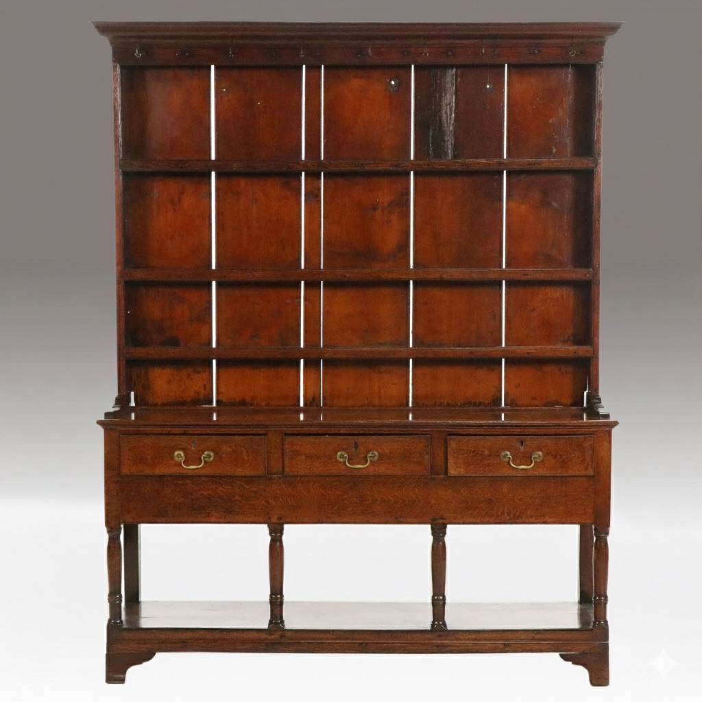Georgian English Oak Welsh Kitchen Dresser, Late 18th/Early 19th Century