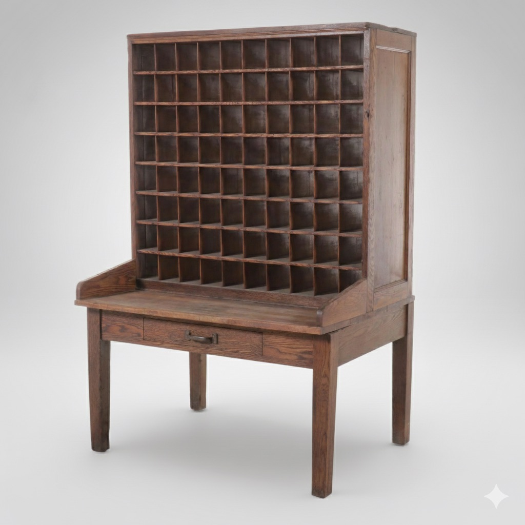 Oak Post Office Sorting Desk, Late 19th/Early 20th Century