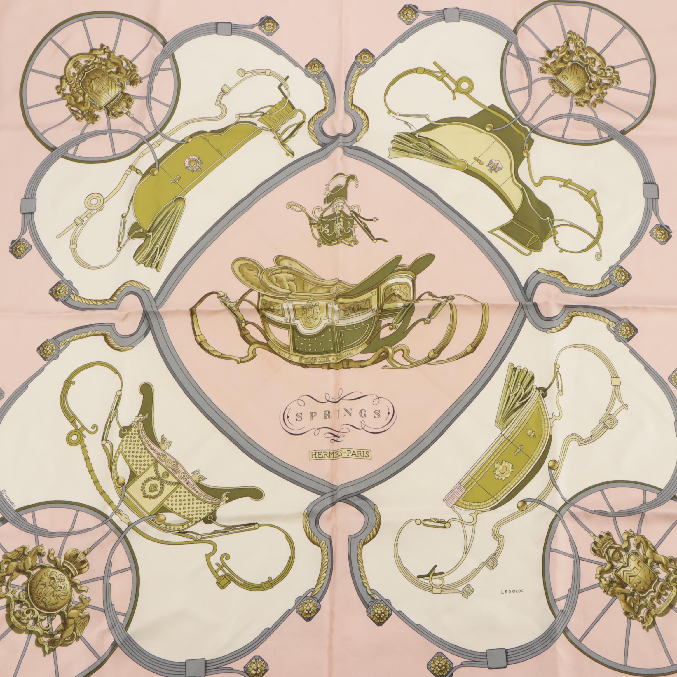 Hermès "Springs" Scarf 90 in Silk Twill