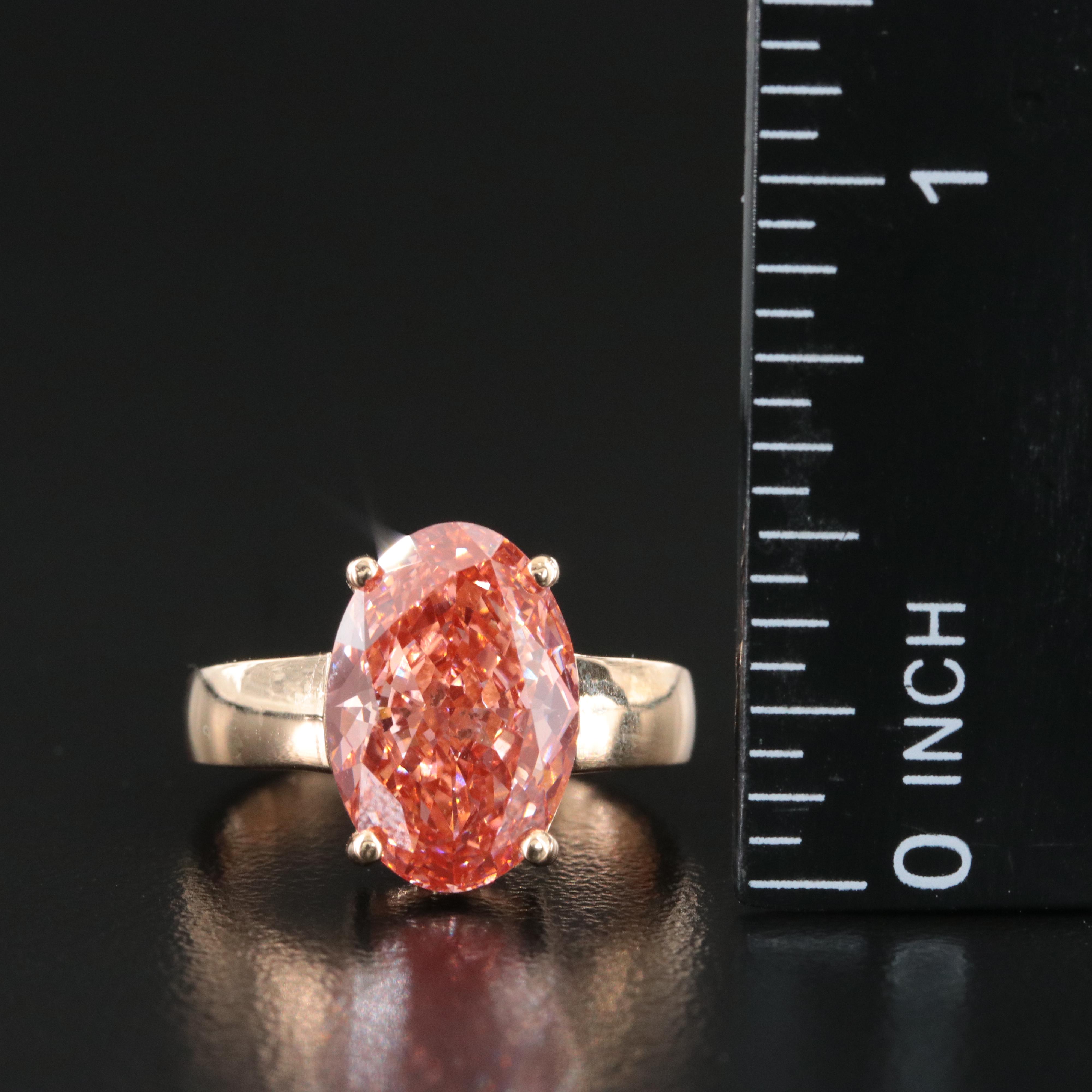 18K 4.37 CT Lab Grown Fancy Pink Diamond Solitaire Ring