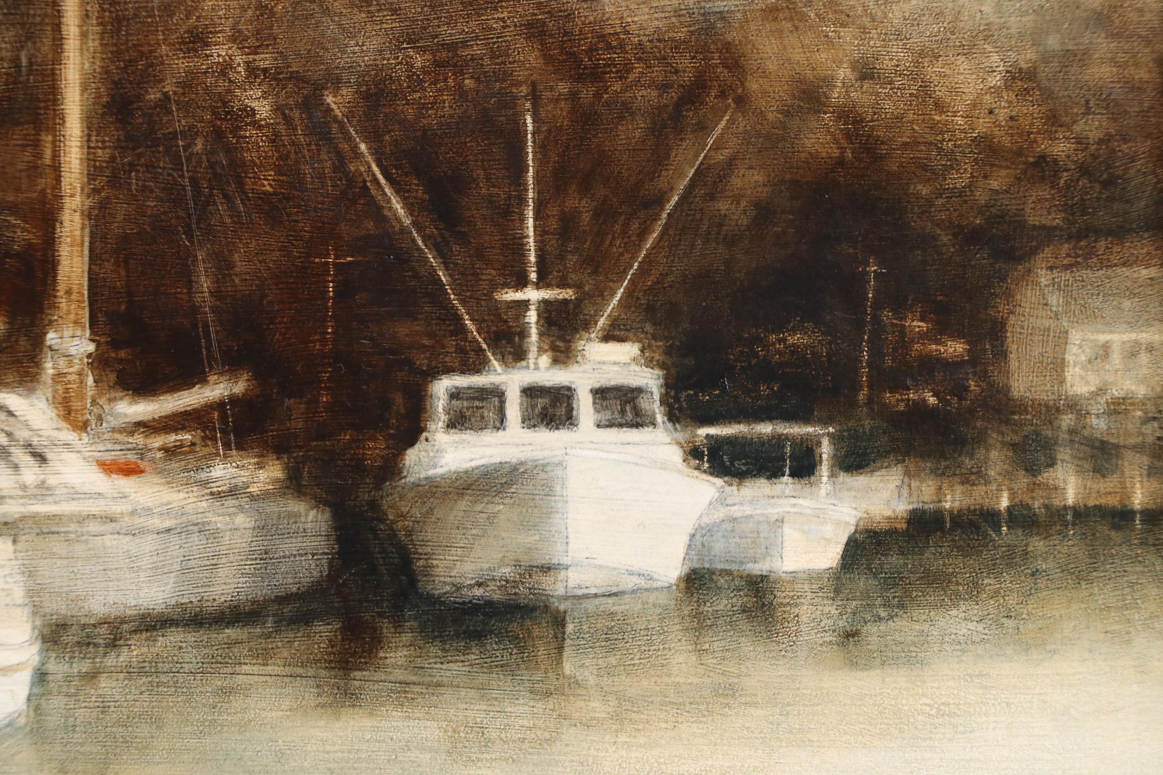 Robert Manning Oil Painting "Awaiting the Crew at Dogwood Harbor," 2016