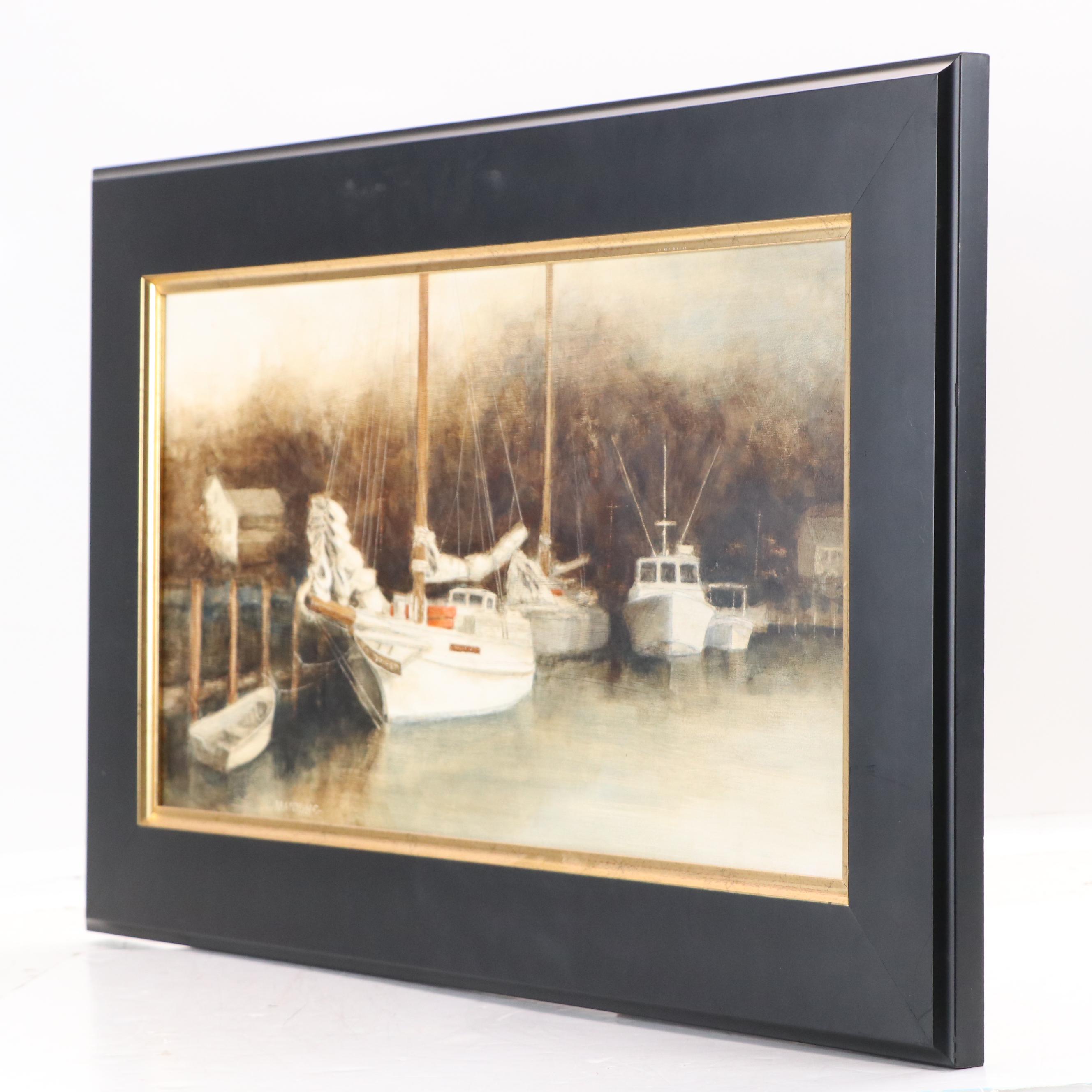 Robert Manning Oil Painting "Awaiting the Crew at Dogwood Harbor," 2016