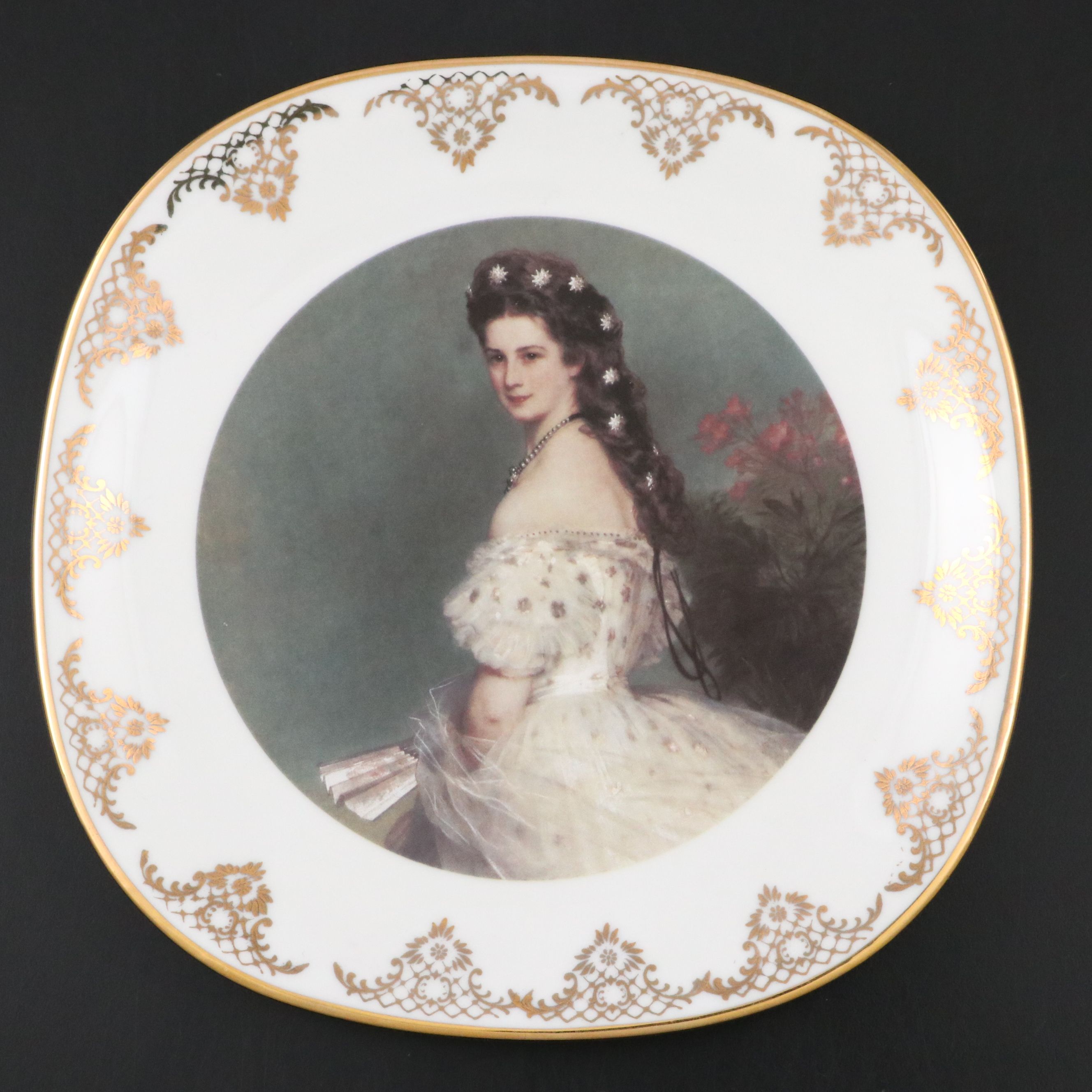 Poole Silver Plate Shell Plate with Other Glass and Porcelain Plates