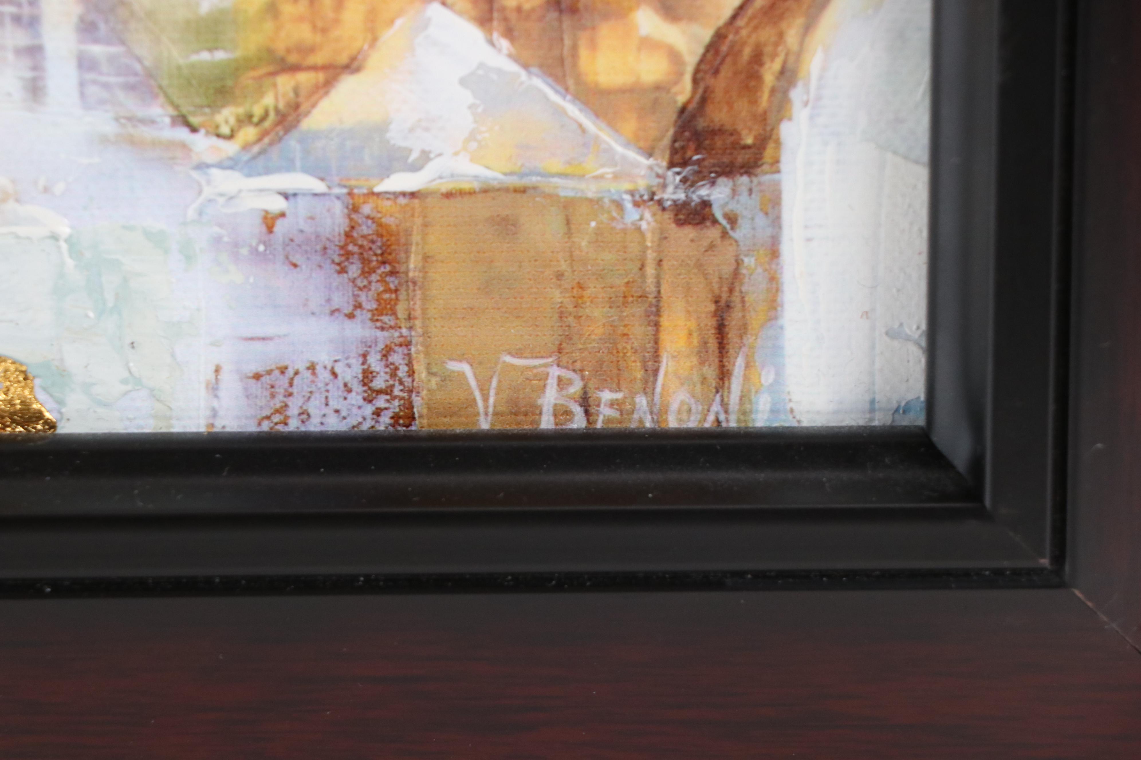 Veronika Benoni Modern Acrylic Painting of European Cityscape, Late 20th Century