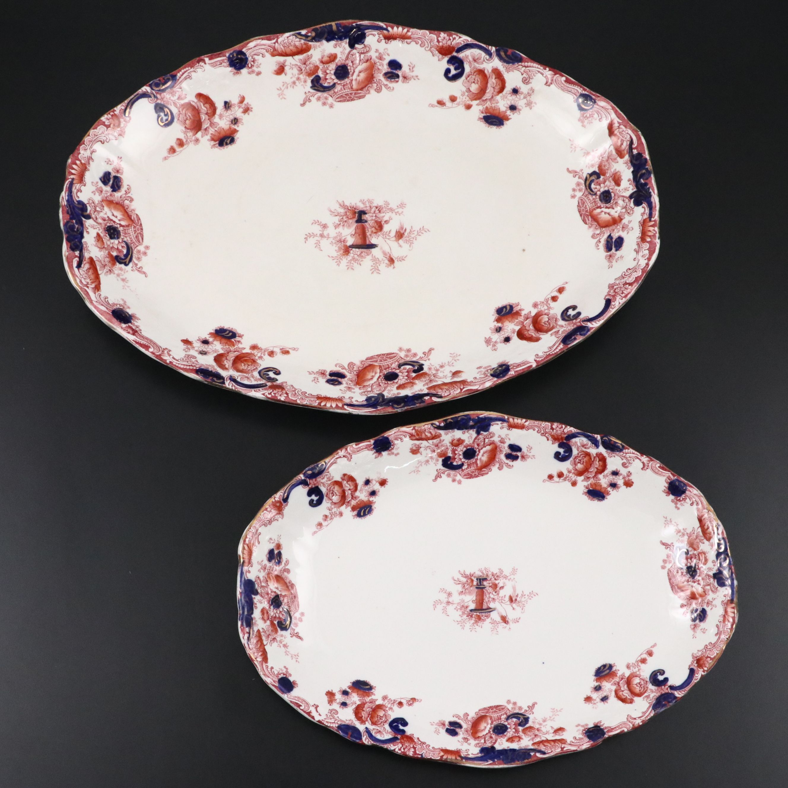 Royal Staffordshire Red and Blue "Arcadia" Porcelain Platters