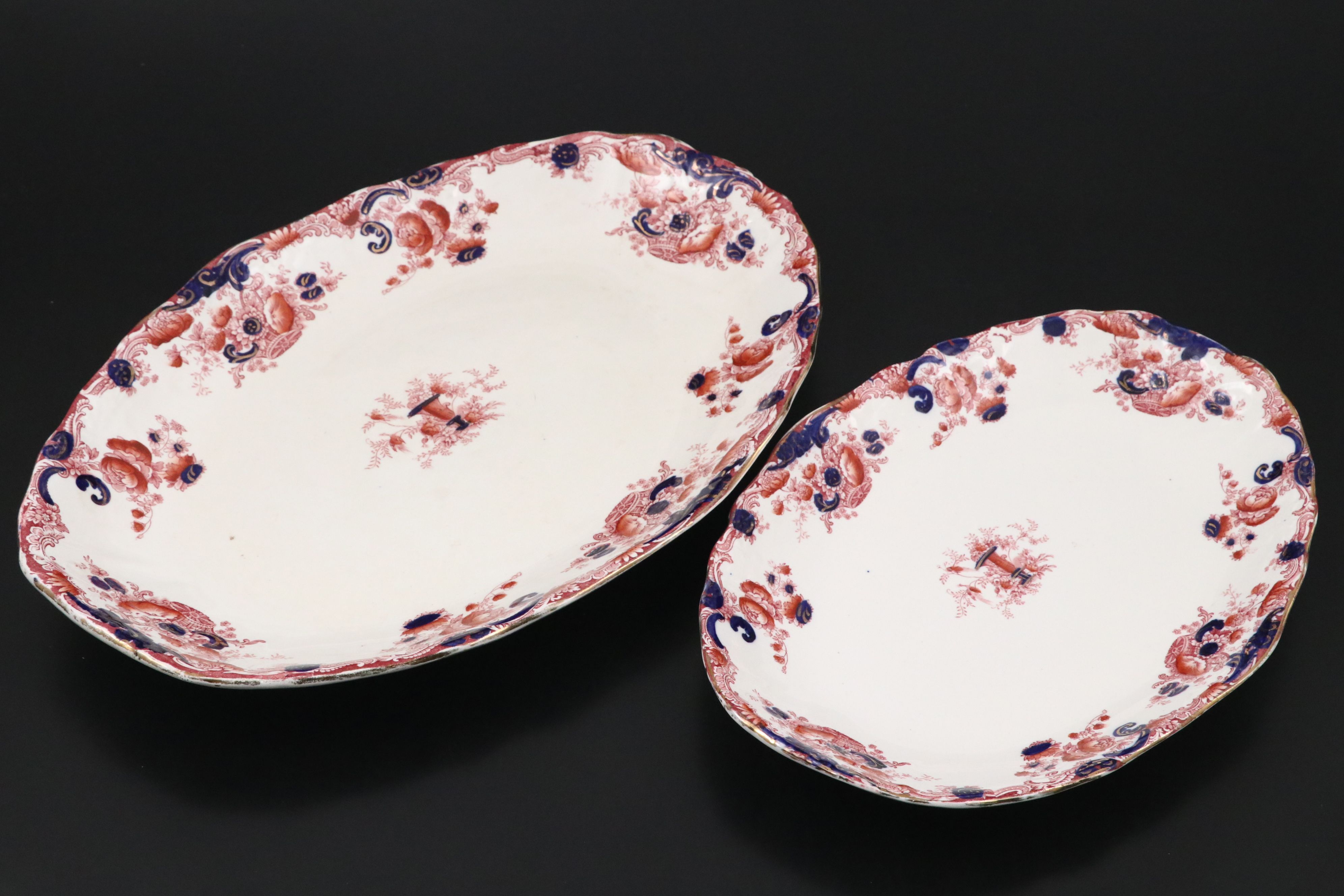 Royal Staffordshire Red and Blue "Arcadia" Porcelain Platters