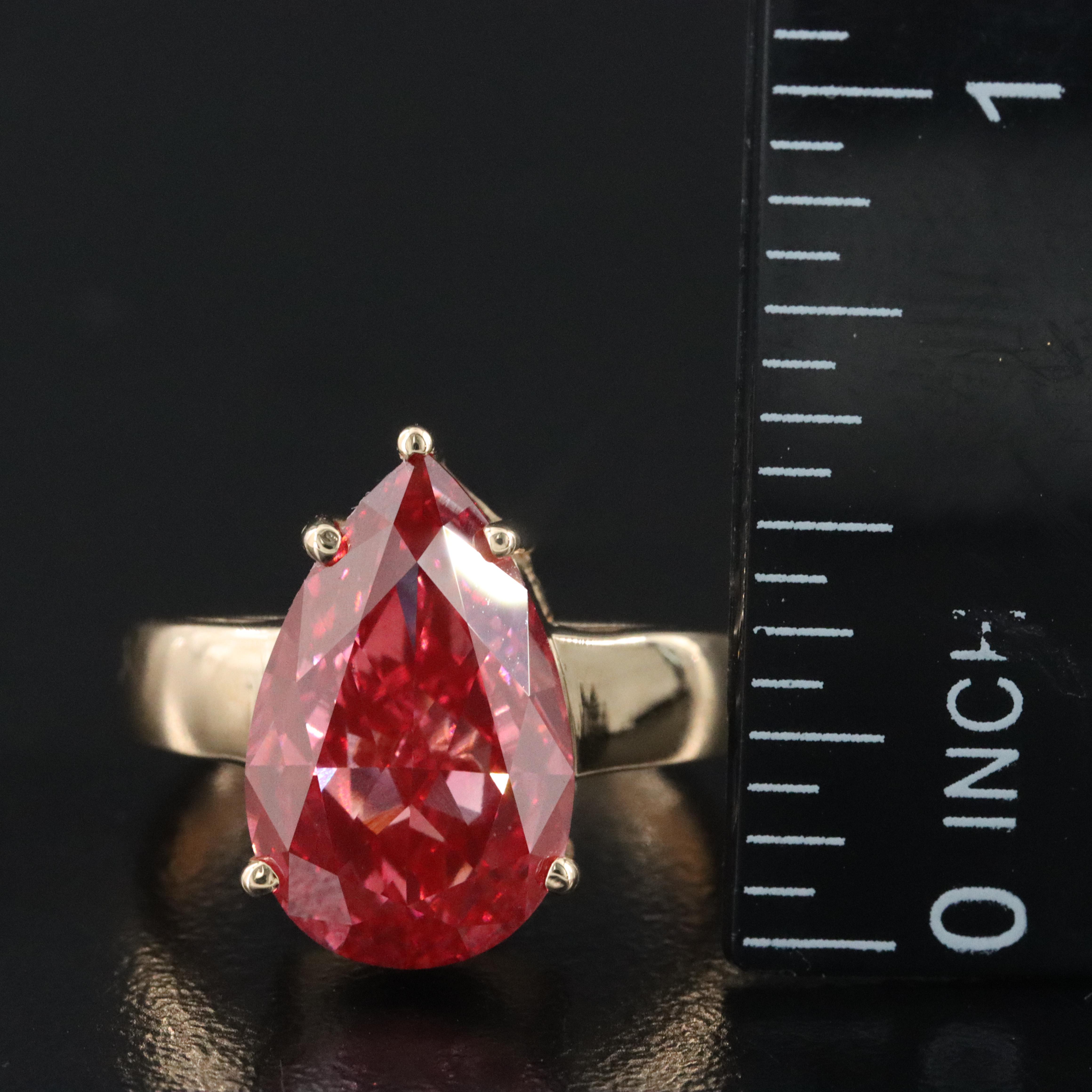 18K 5.08 CT Lab Grown Fancy Pink Diamond Solitaire Ring