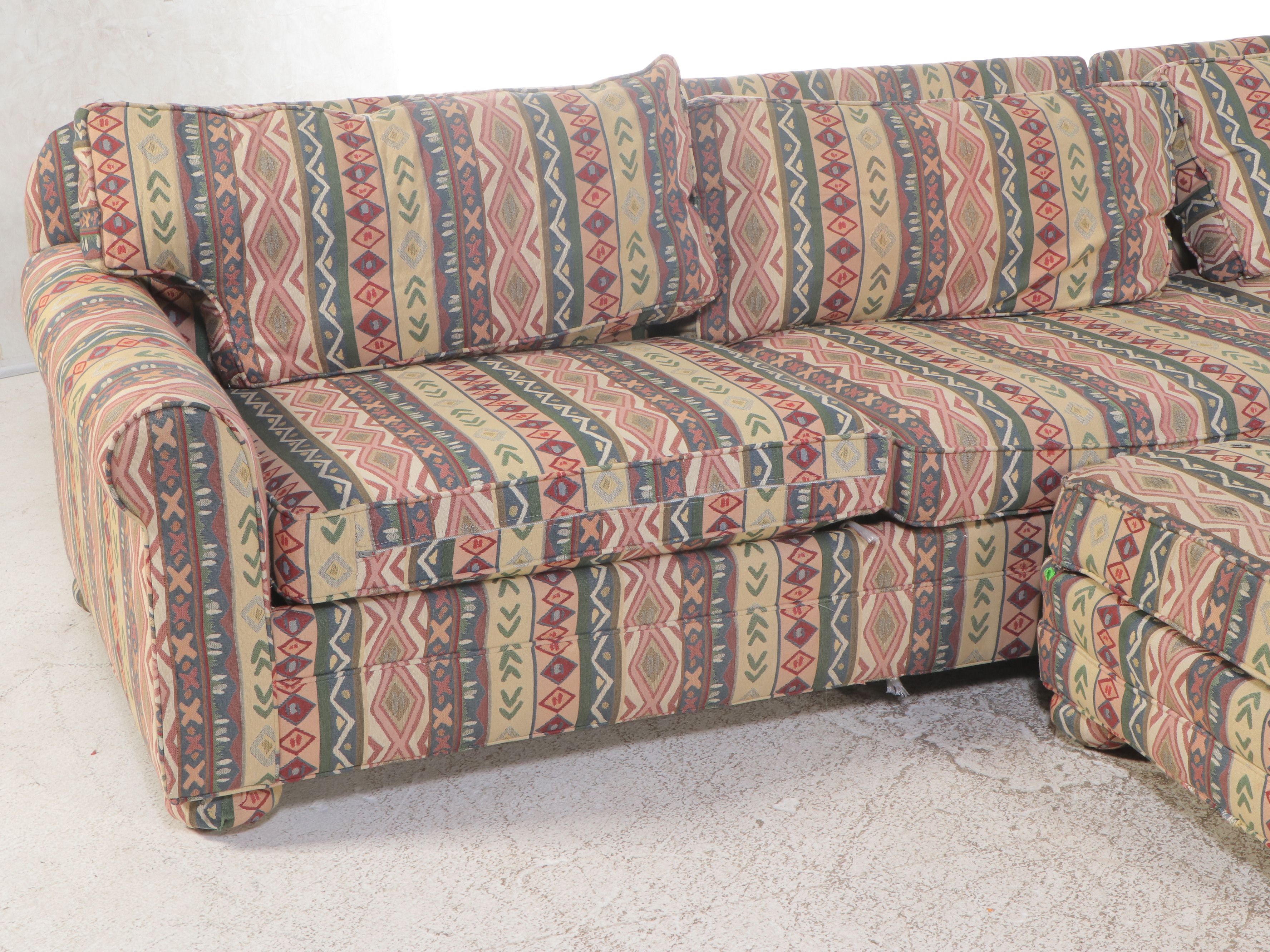 Lee Industries Postmodernist Upholstered Three-Piece Sectional with Ottomans