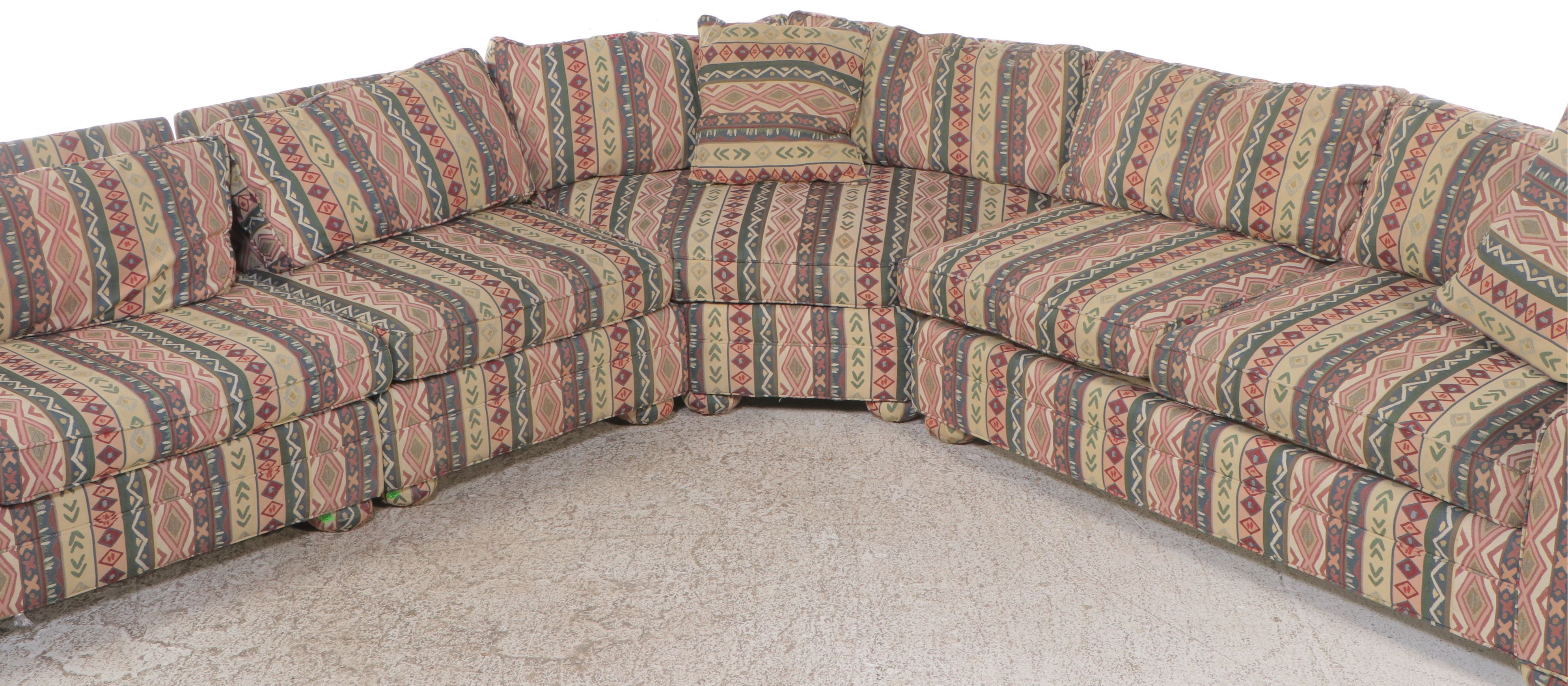 Lee Industries Postmodernist Upholstered Three-Piece Sectional with Ottomans