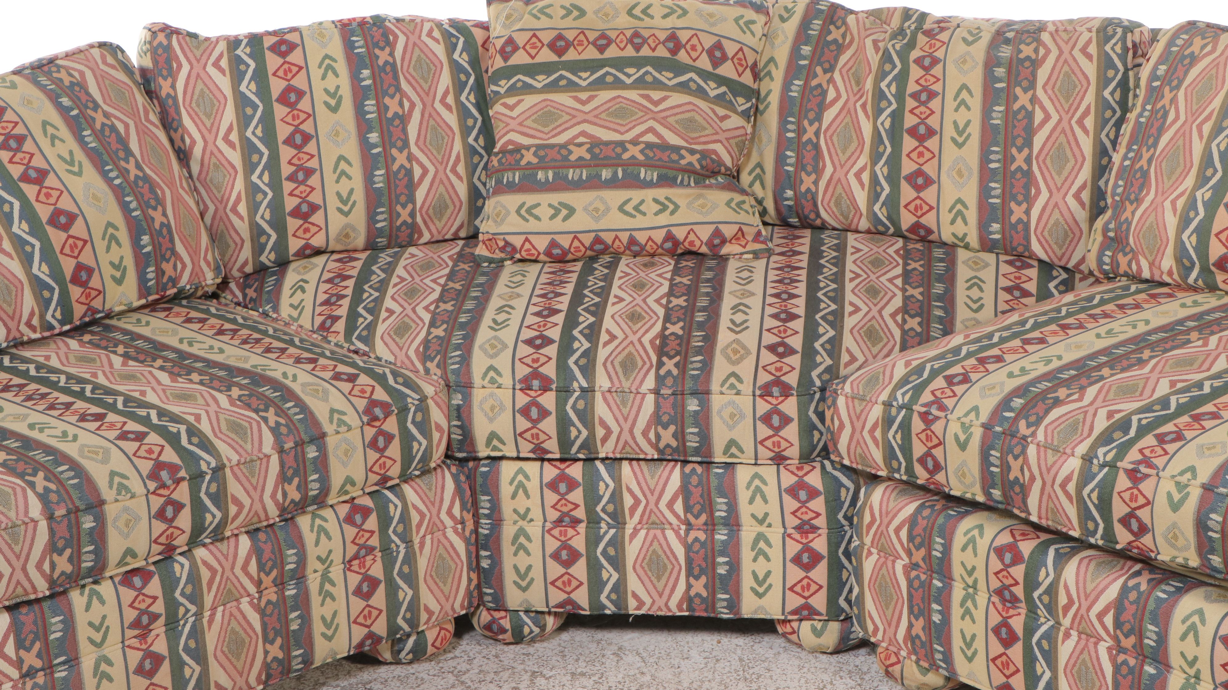 Lee Industries Postmodernist Upholstered Three-Piece Sectional with Ottomans