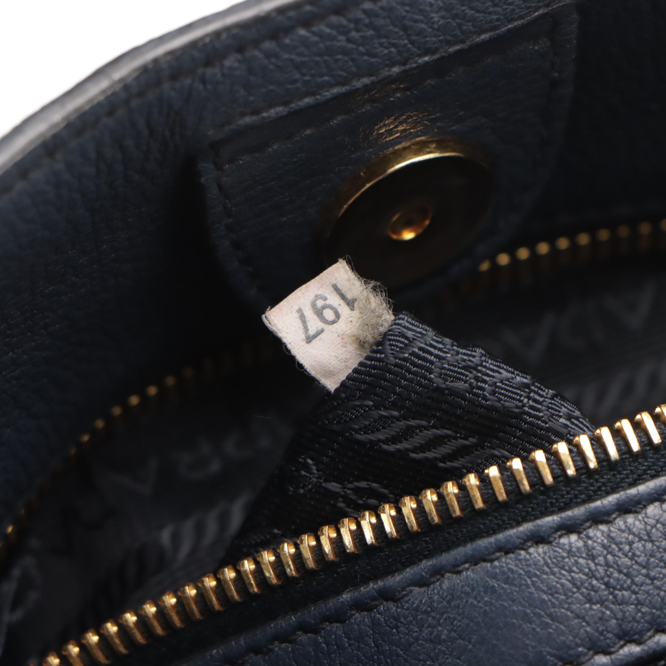 Prada Front Pocket Shopping Two-Way Tote in Navy Blue Vitello Daino Leather
