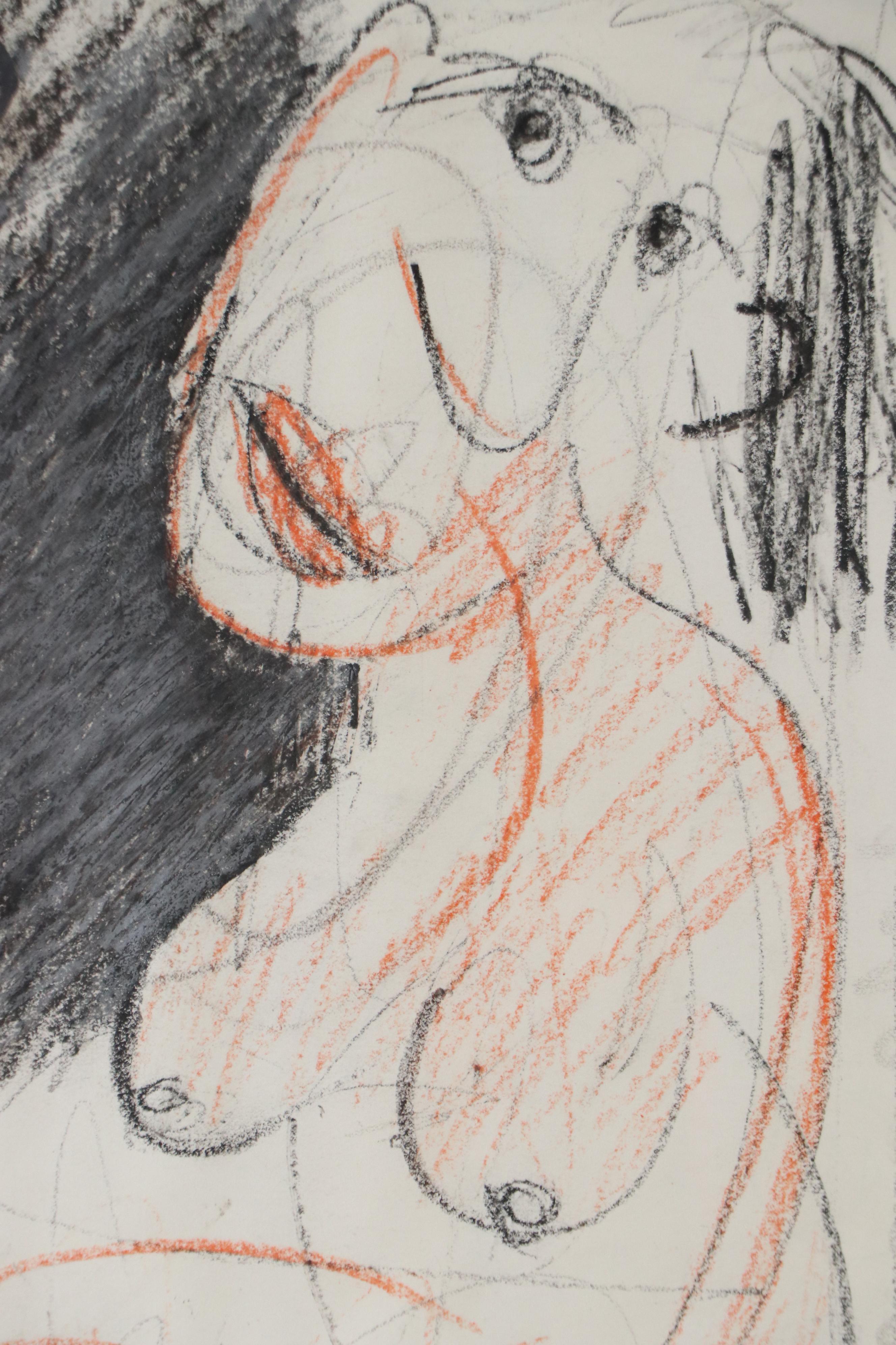 Kako Topouria Modernist Nude Portrait Drawing of Woman, Late 20th Century
