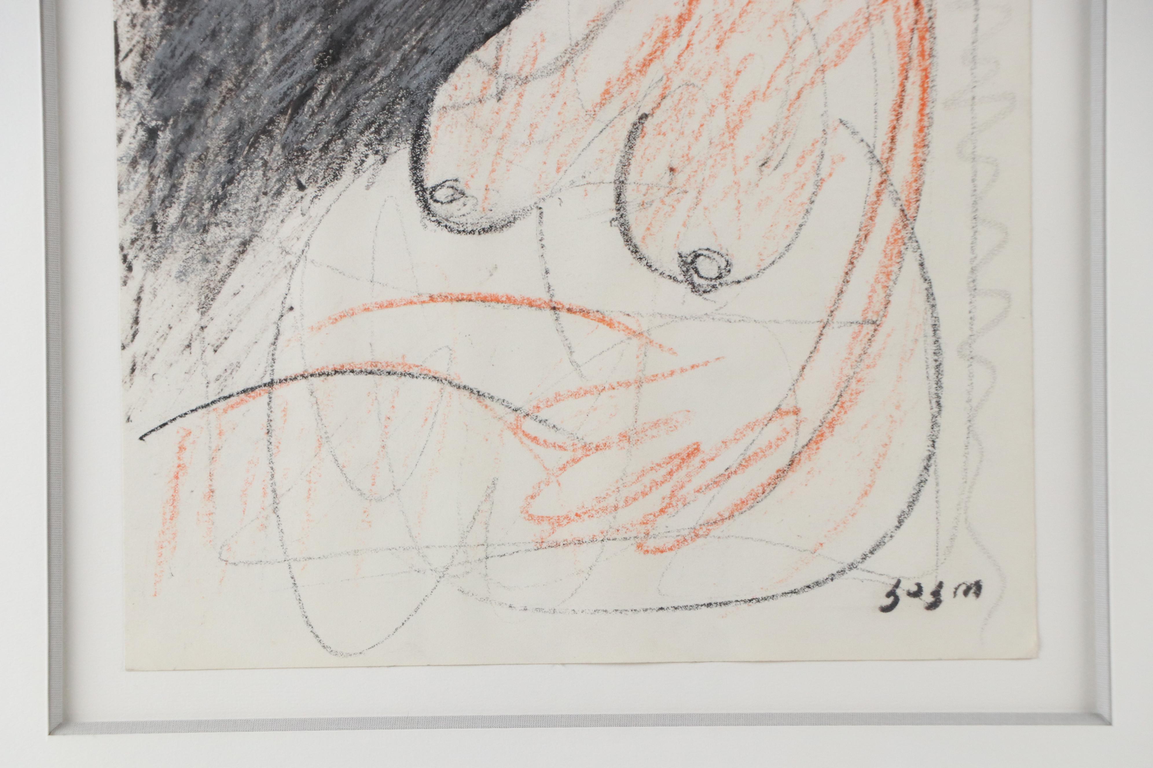 Kako Topouria Modernist Nude Portrait Drawing of Woman, Late 20th Century