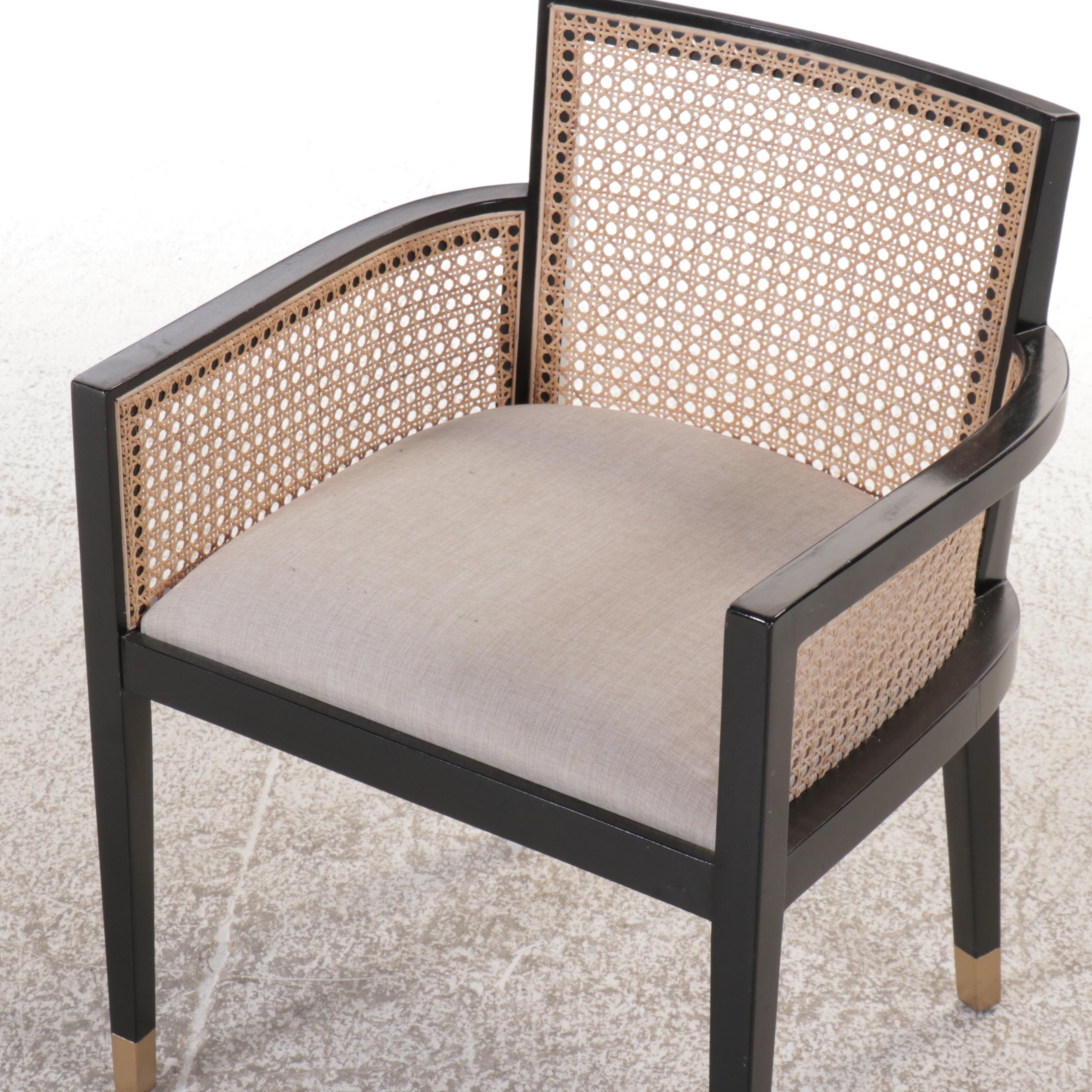 Set of Six World Market "Fynn" Wood and Cane Dining Chairs