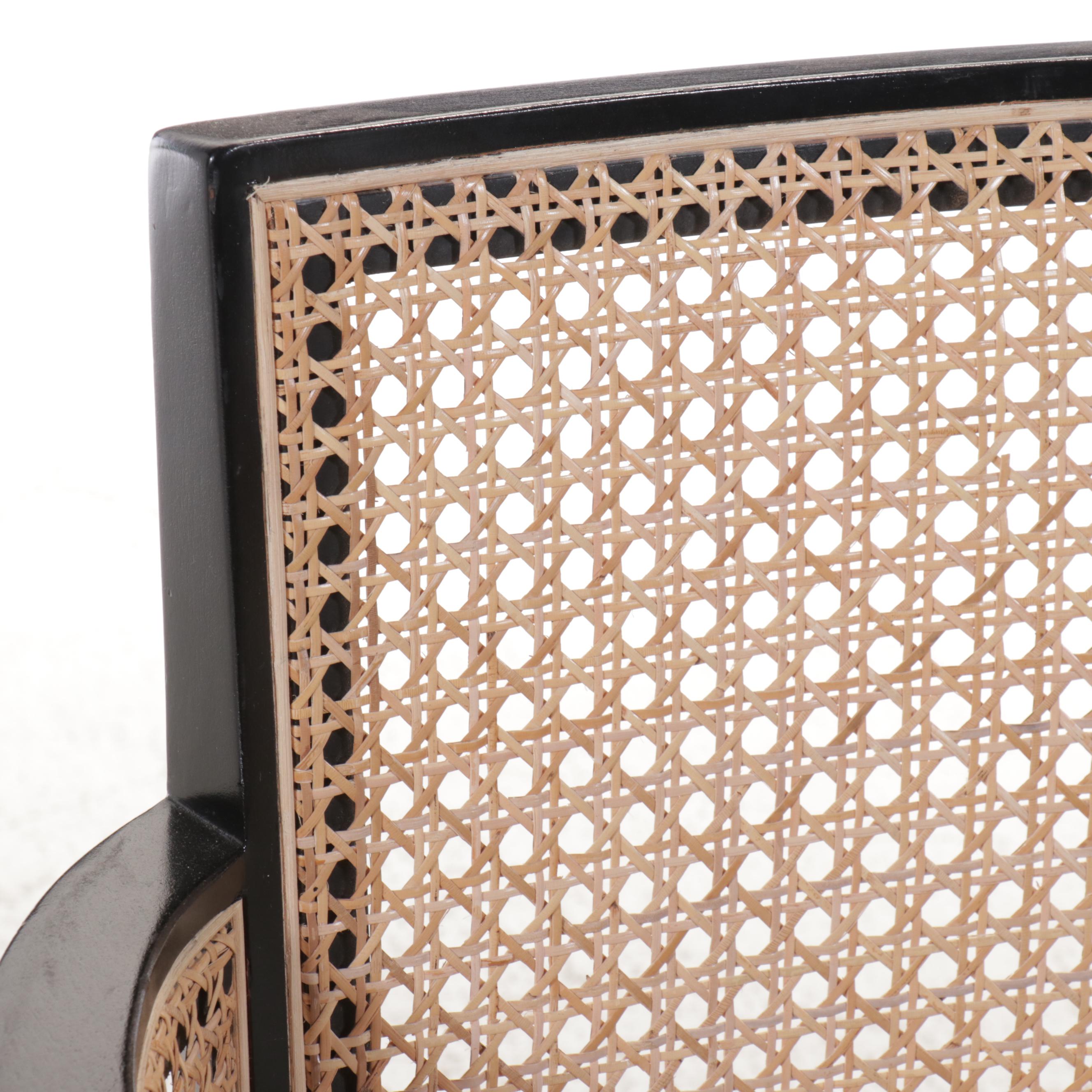 Set of Six World Market "Fynn" Wood and Cane Dining Chairs