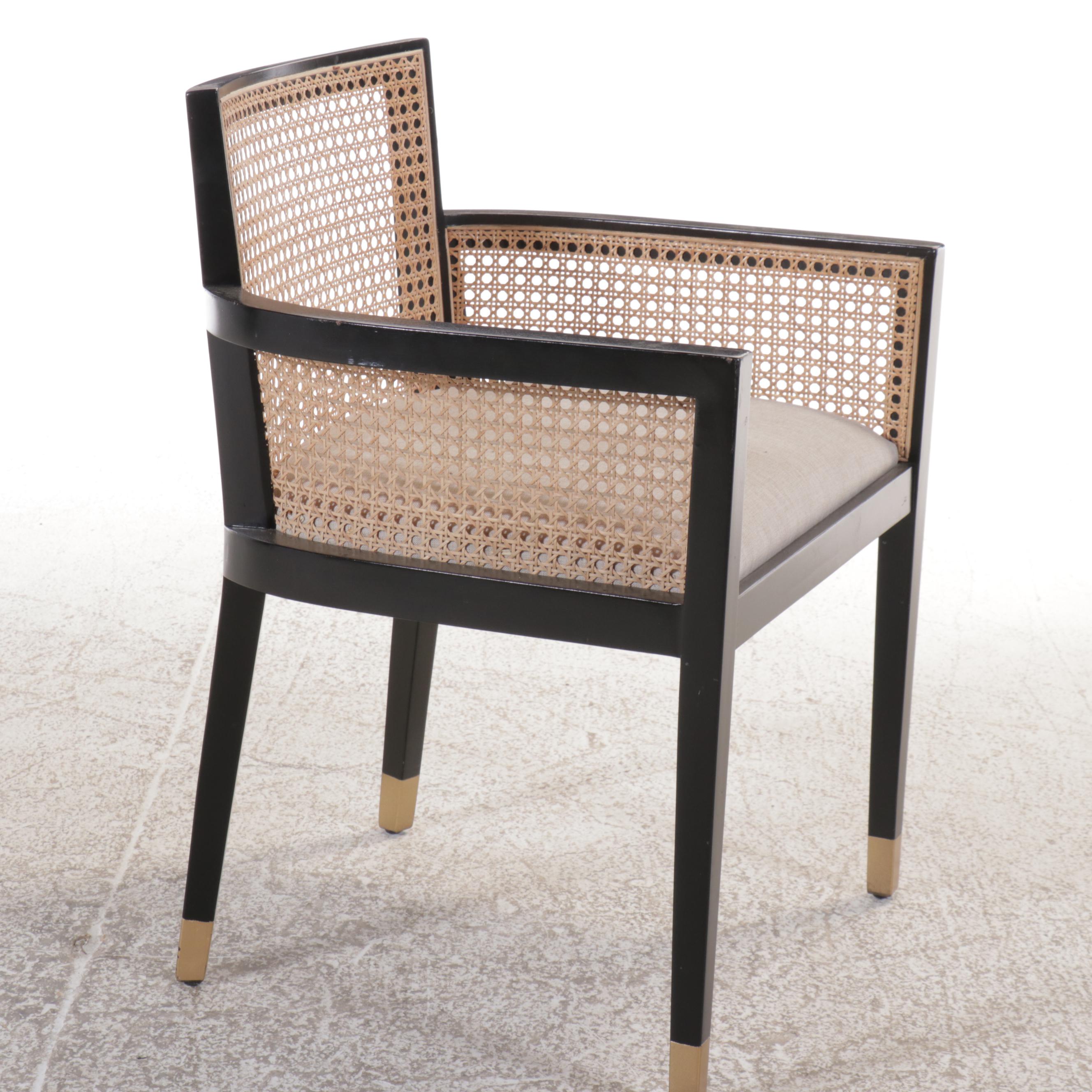 Set of Six World Market "Fynn" Wood and Cane Dining Chairs