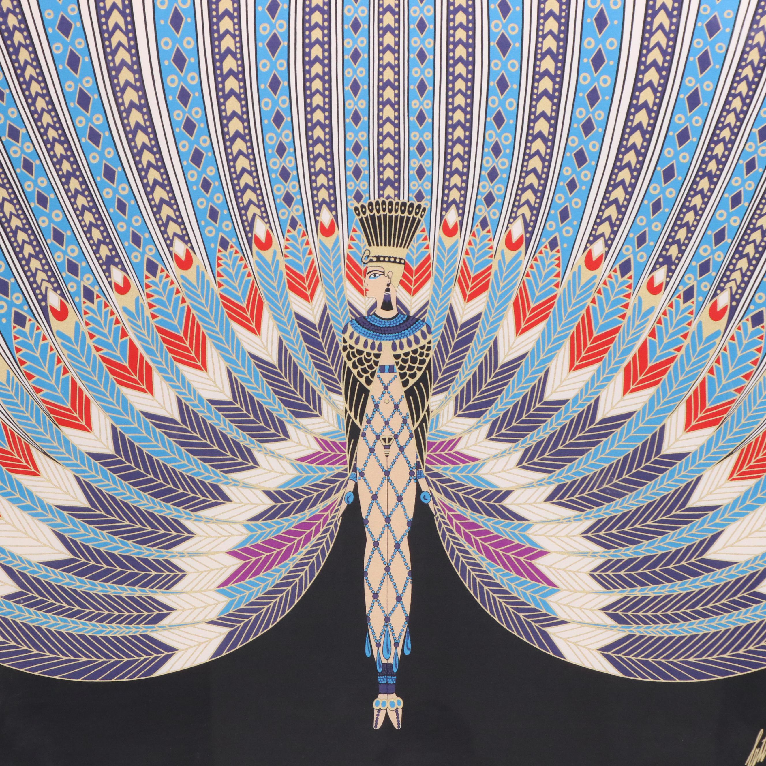 Printed Silk Scarf Designed by Erté "The Nile," Circa 1970