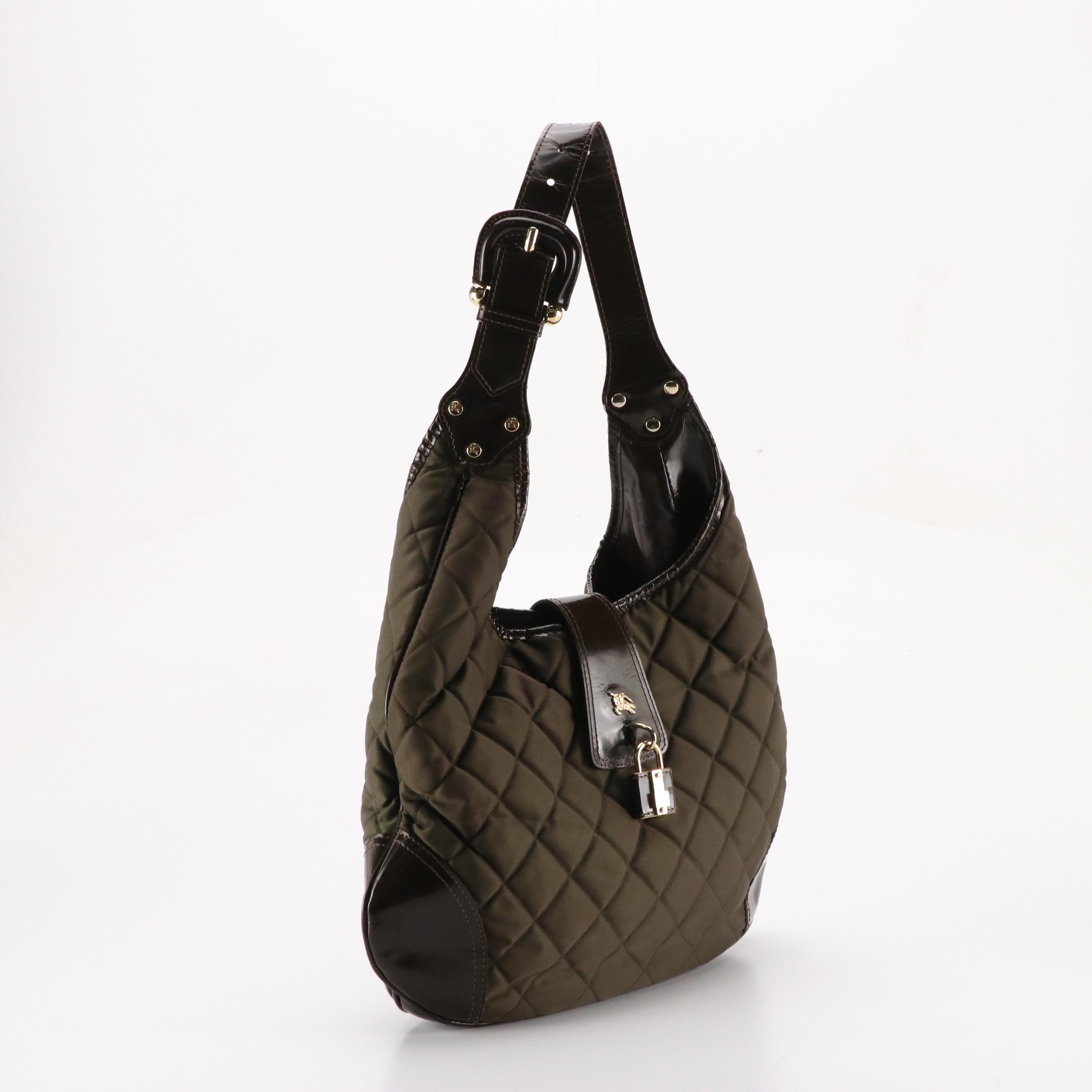 Burberry Brooke Hobo Shoulder Bag in Quilted Nylon and Leather