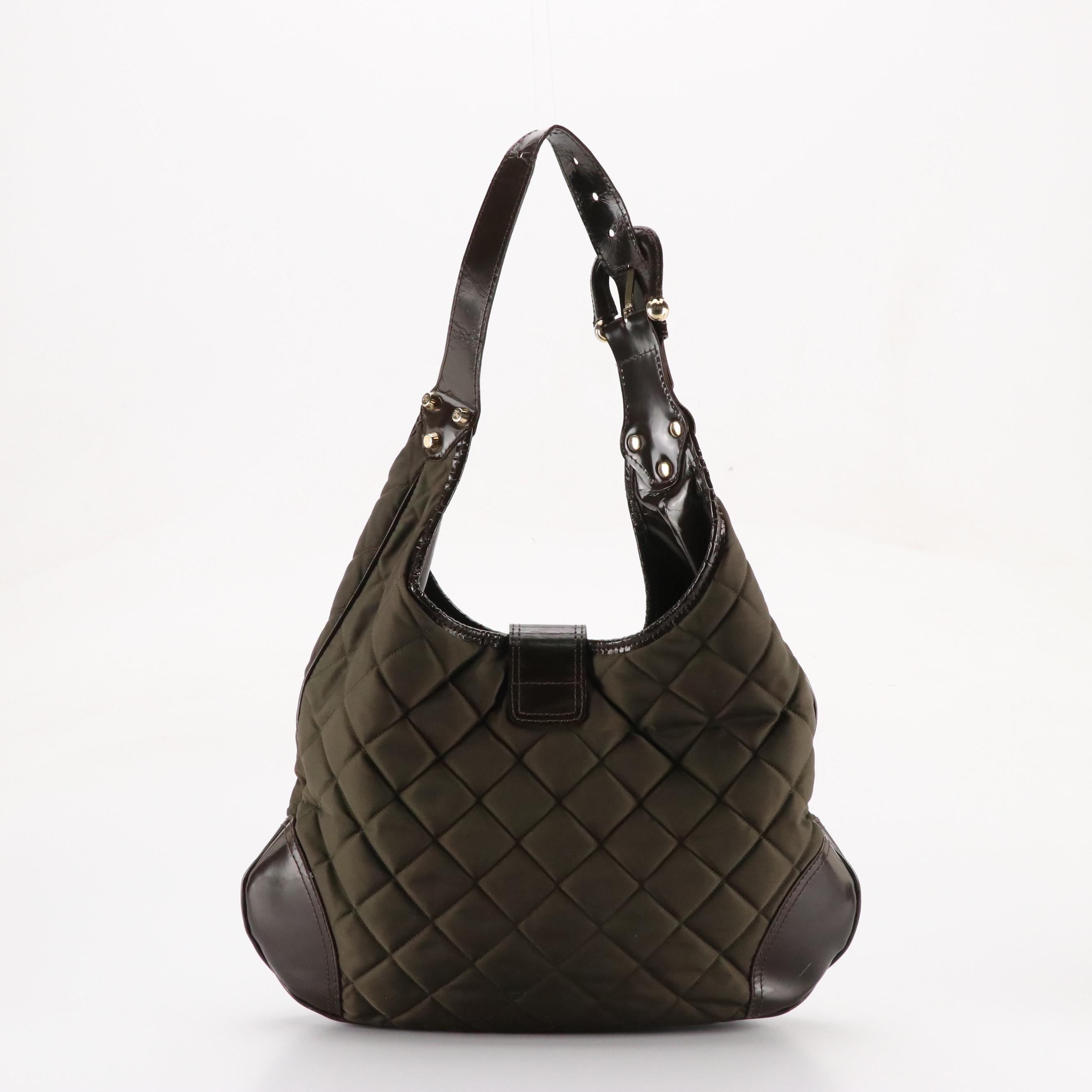 Burberry Brooke Hobo Shoulder Bag in Quilted Nylon and Leather
