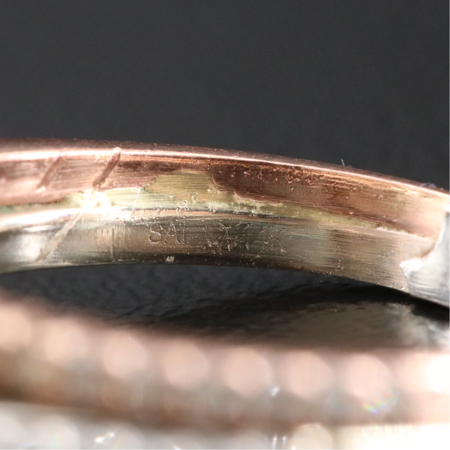 14K 0.93 CTW Diamond Ring with Rose Gold Accents and 10K Rose Gold Soldered Band