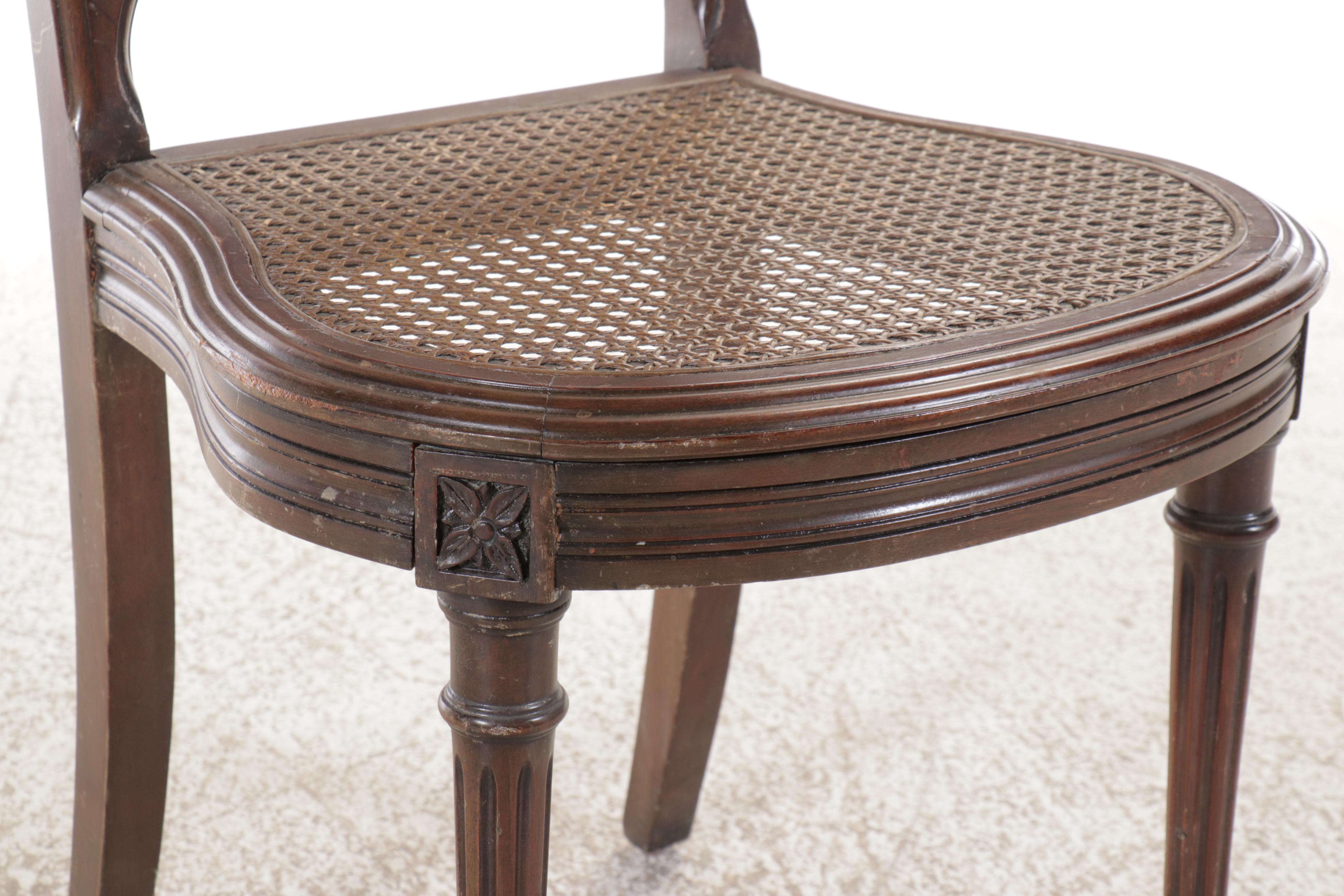 Seven Louis XVI Style Side Chairs with Woven Cane Seating, Early 20th Century