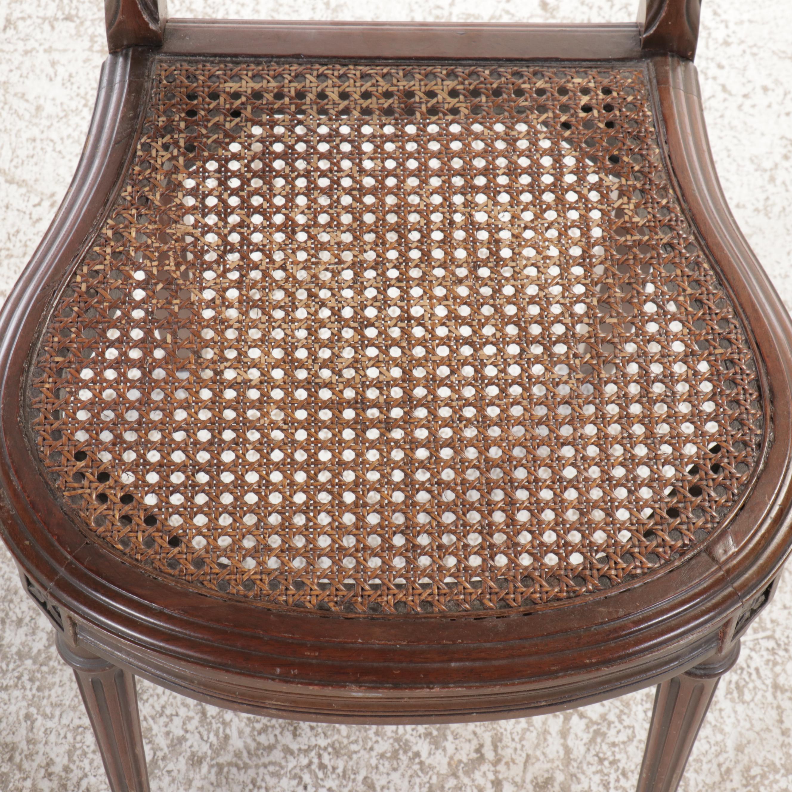 Seven Louis XVI Style Side Chairs with Woven Cane Seating, Early 20th Century