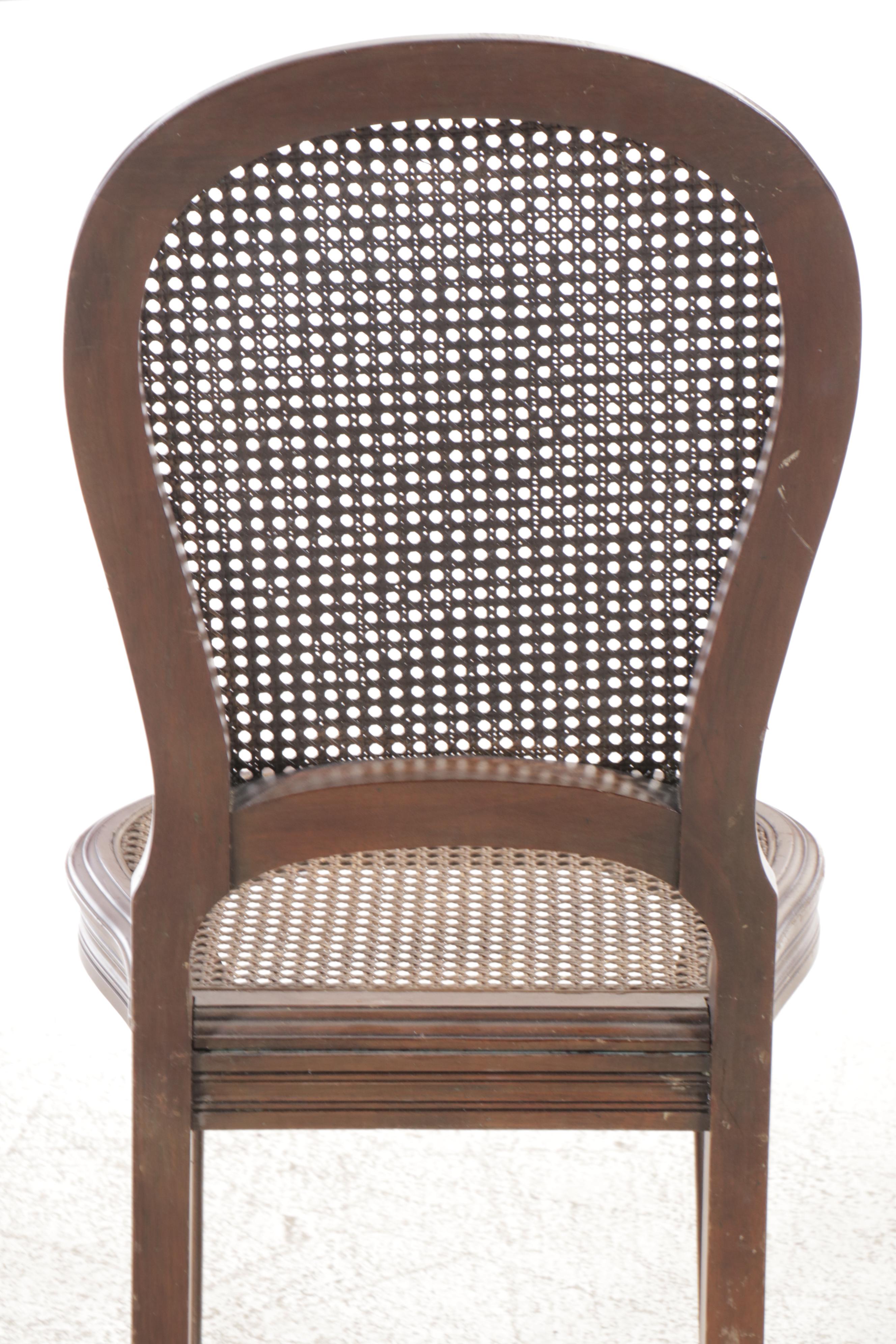 Seven Louis XVI Style Side Chairs with Woven Cane Seating, Early 20th Century